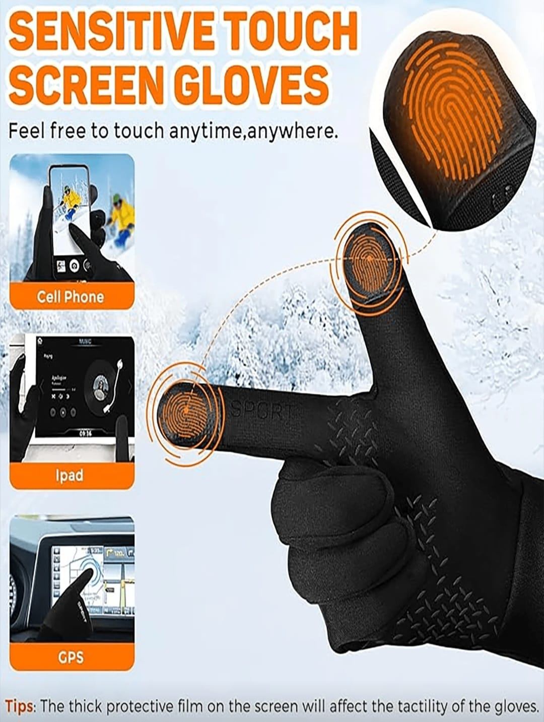 Winter Thermal Sports Gloves – Touchscreen Friendly - photo 2
