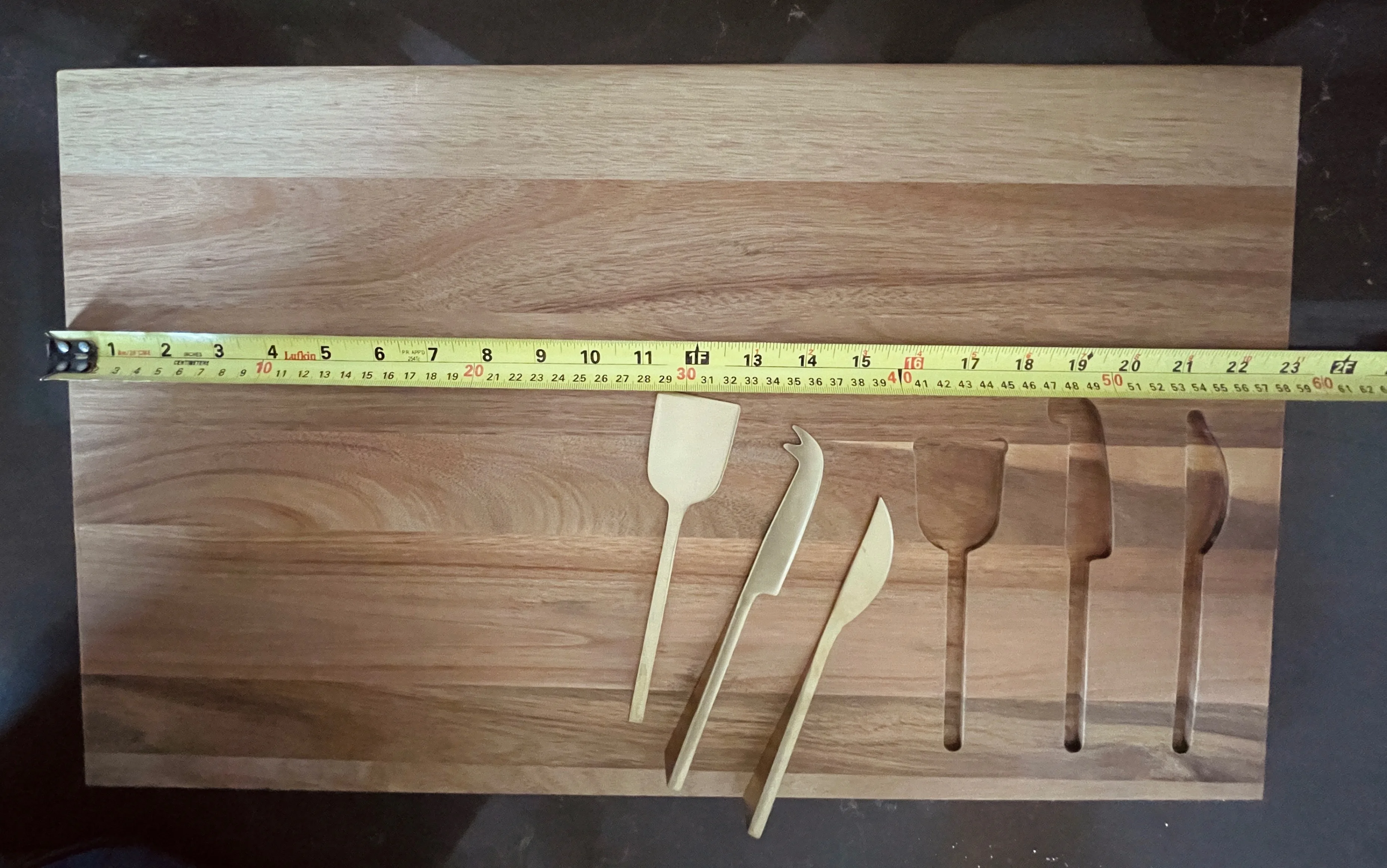 Crate and Barrel Octavia Large Wood Board with Cheese Knives image indicator(4)