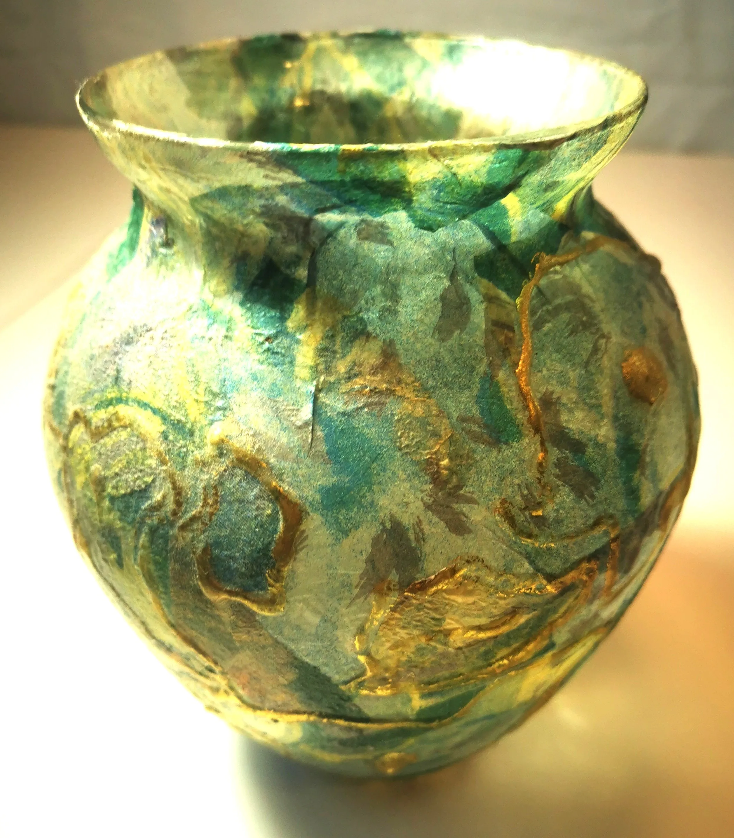 Handmade Decorative Vase with Floral Design 7.5" Tall Vintage image indicator(6)