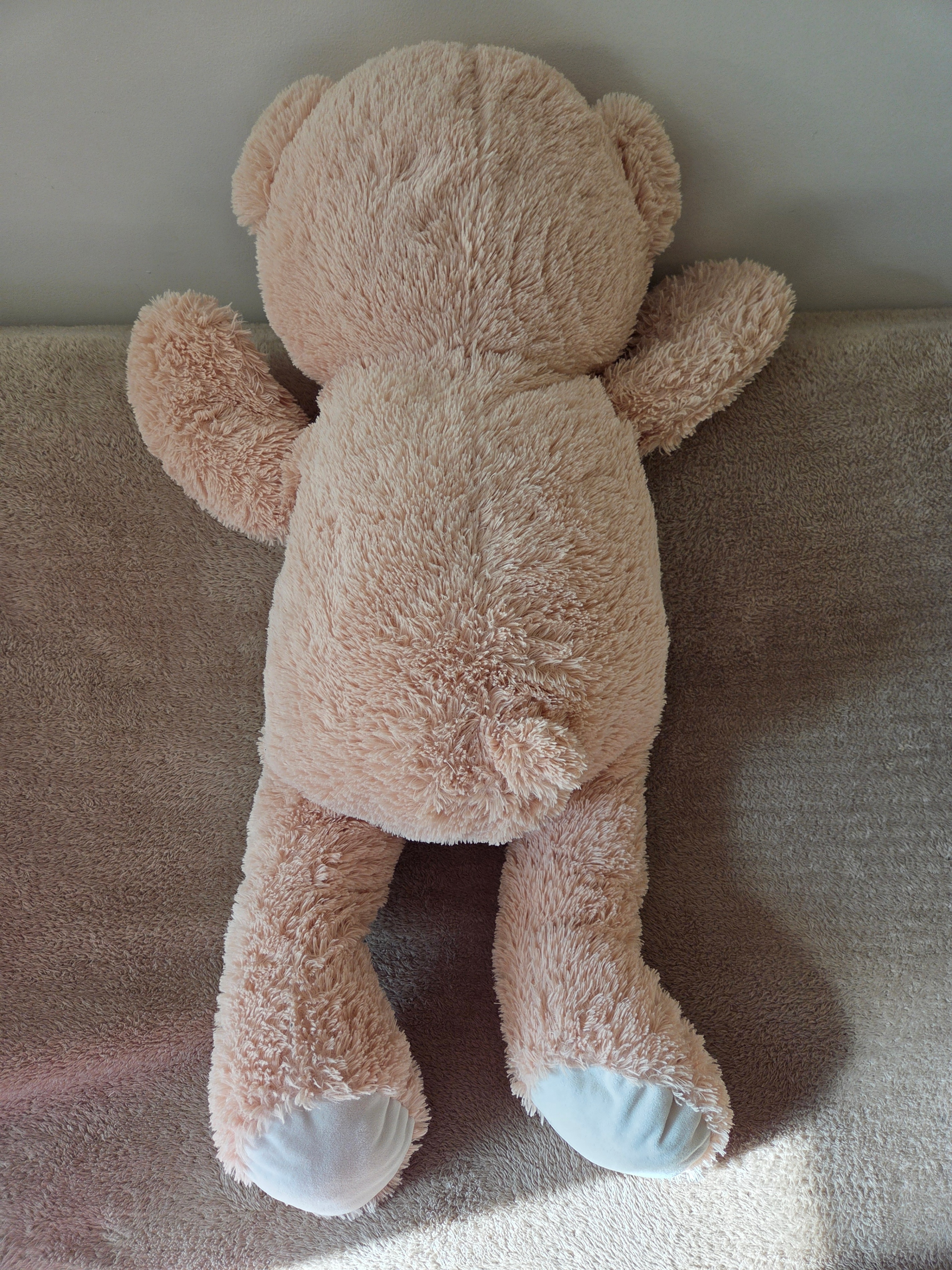 Large Plush Teddy Bear with Bow, ~80 cm, Beige - photo 4