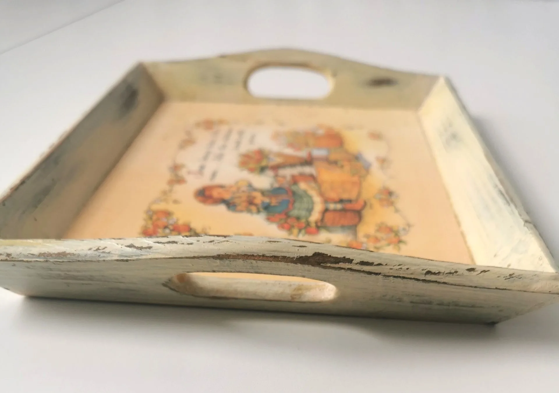 Rare Vintage Picture Wood Serving Tray image indicator(5)