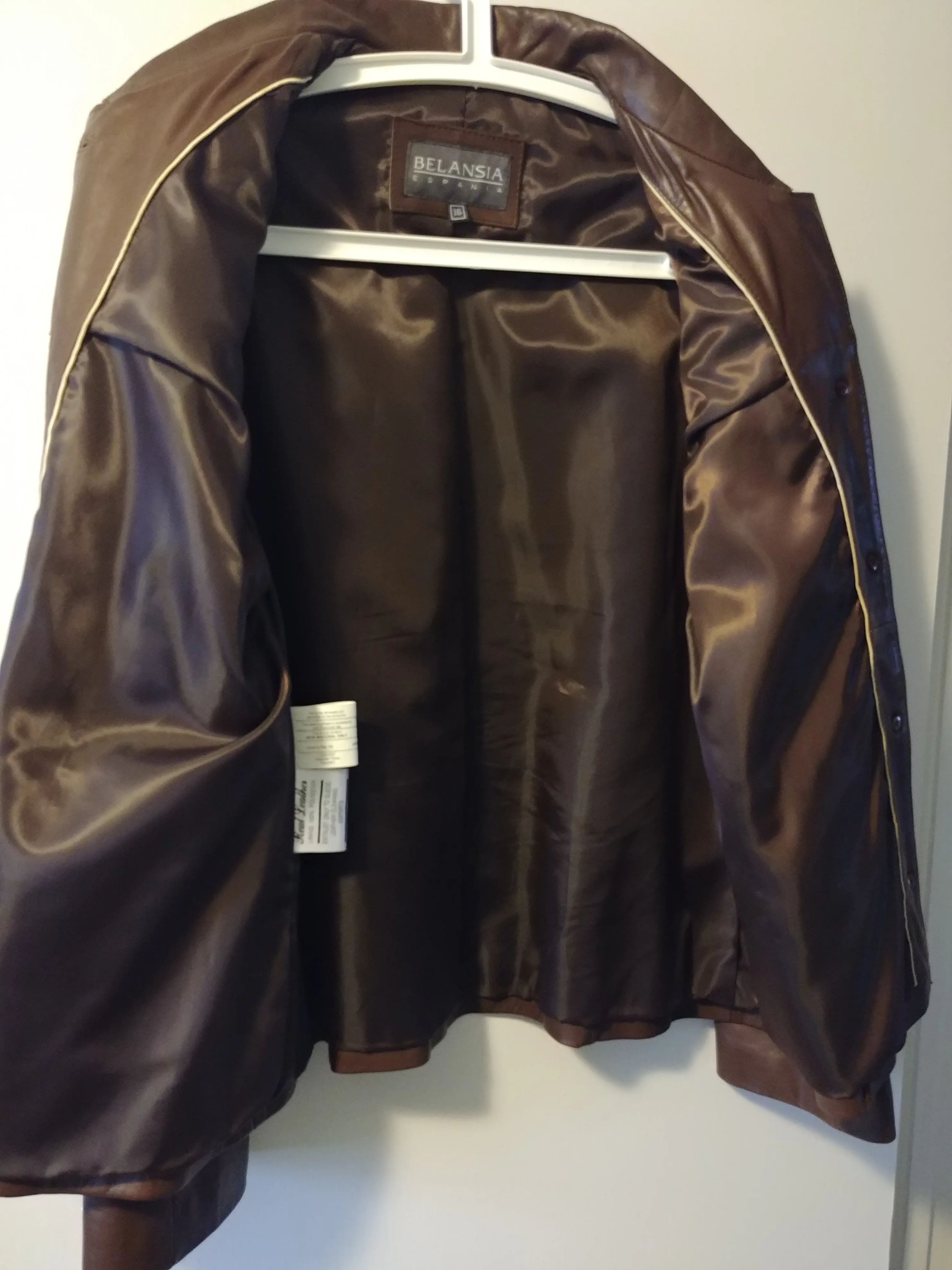 Like New Belansia Espania Leather Jacket, Size 16, Suede Edging image indicator(3)