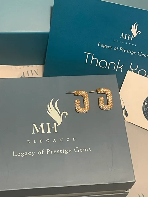 18k Gold Plated Pavé Hoop Earrings image indicator(3)