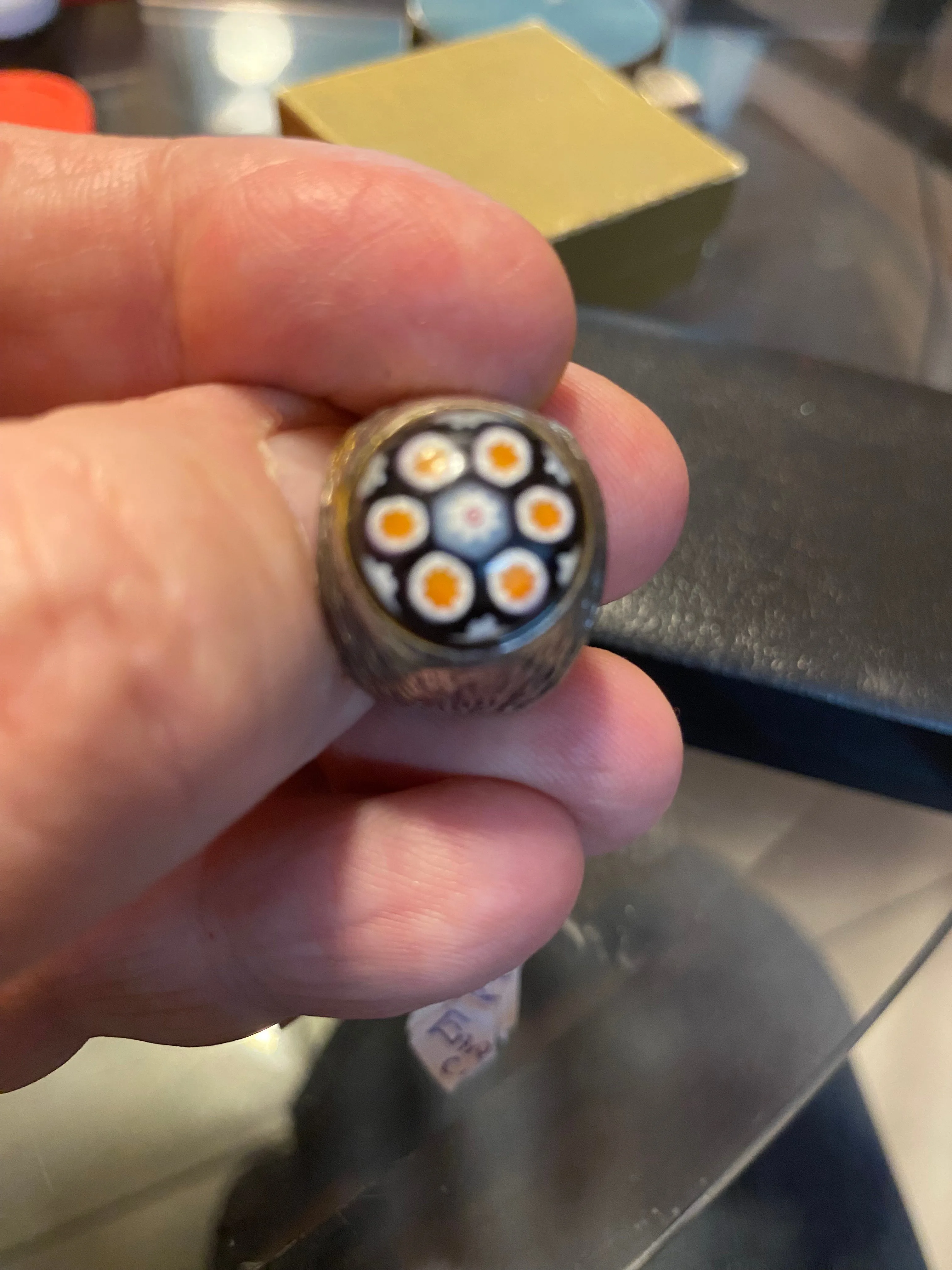 Vintage Millefiori Glass Ring image indicator(3)