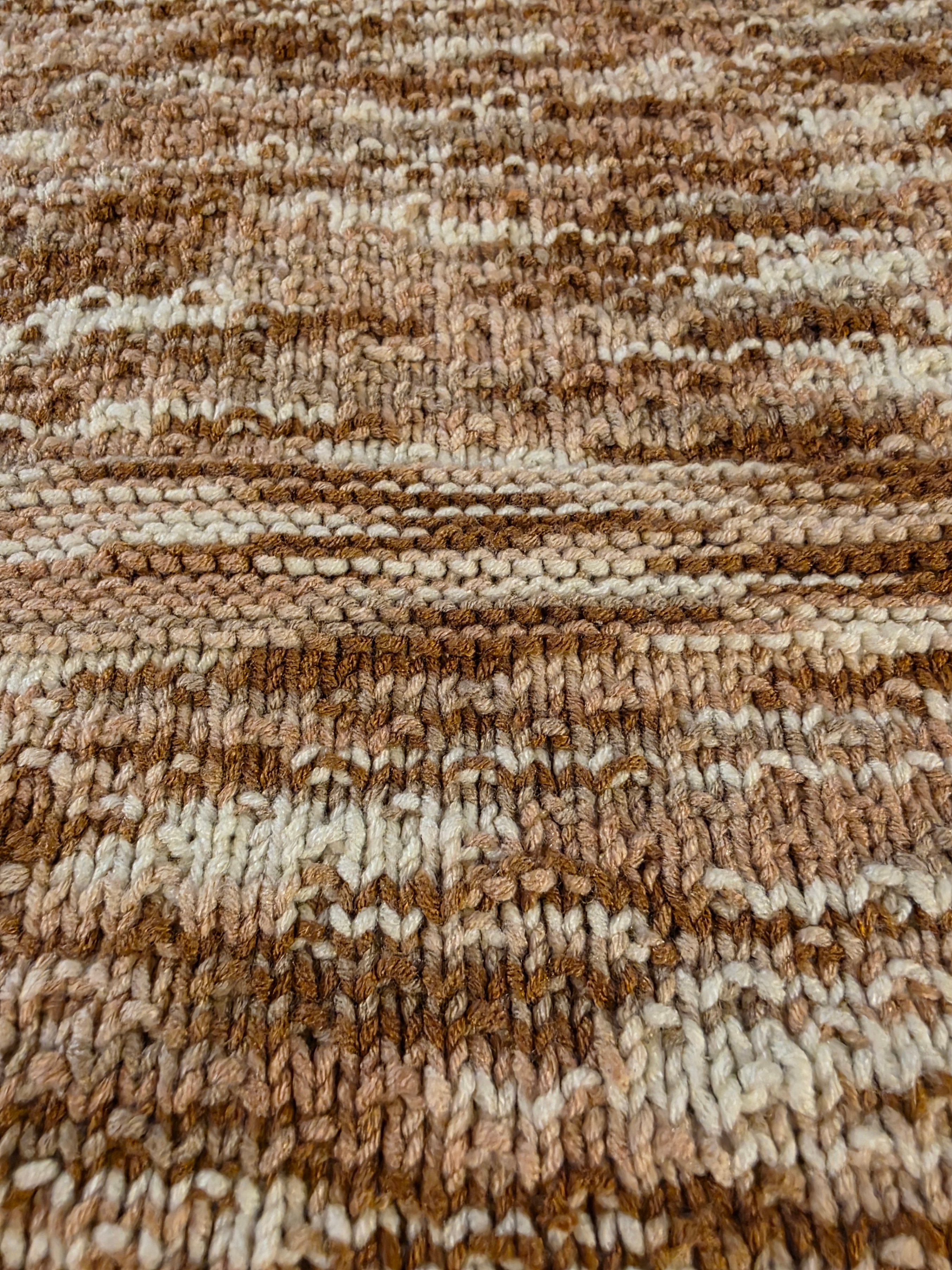 Handmade Knitted Blanket - Brown & White 28" x 36" 🏆 - photo 2