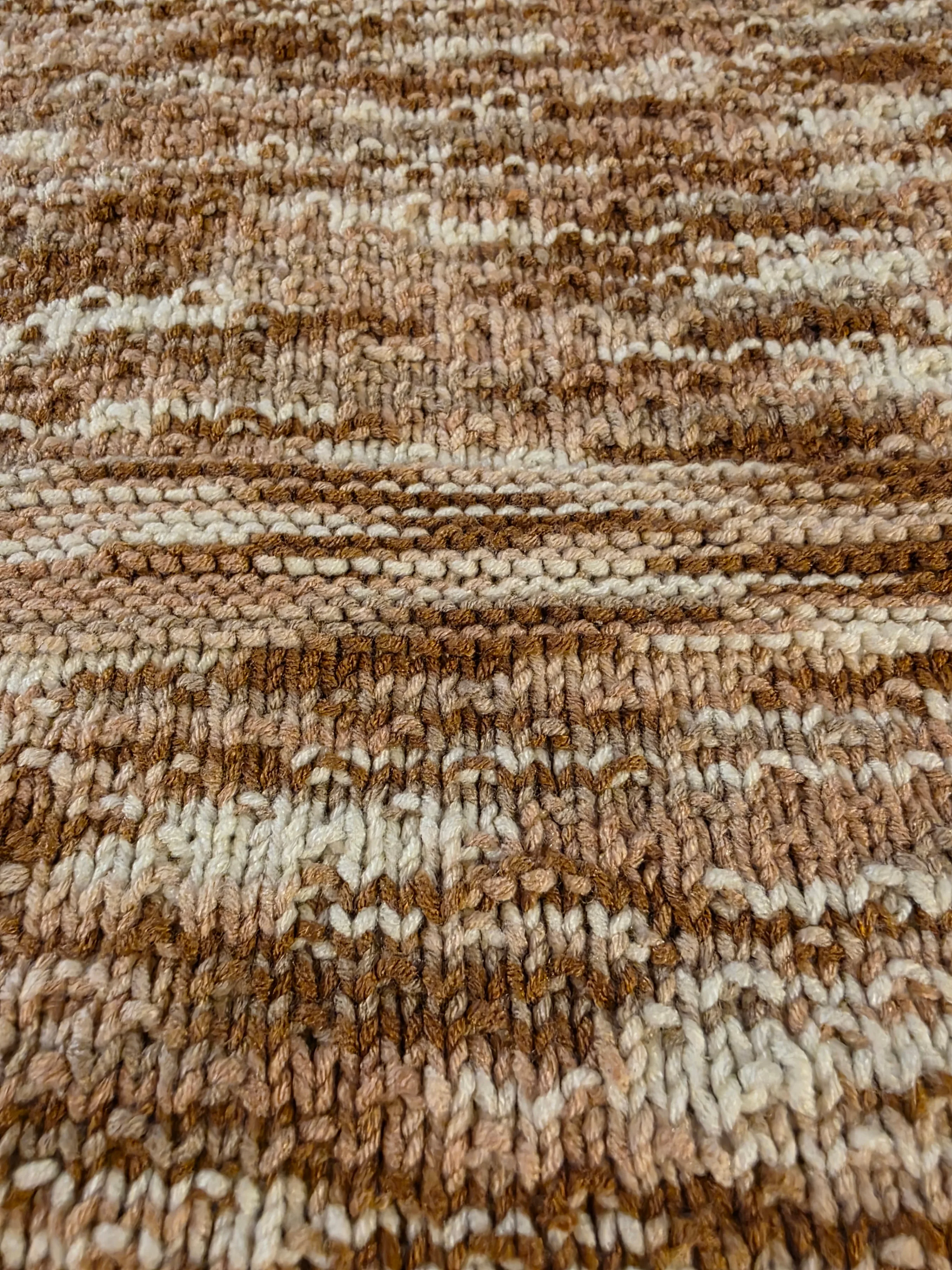 Handmade Knitted Blanket - Brown & White 28" x 36" image indicator(2)