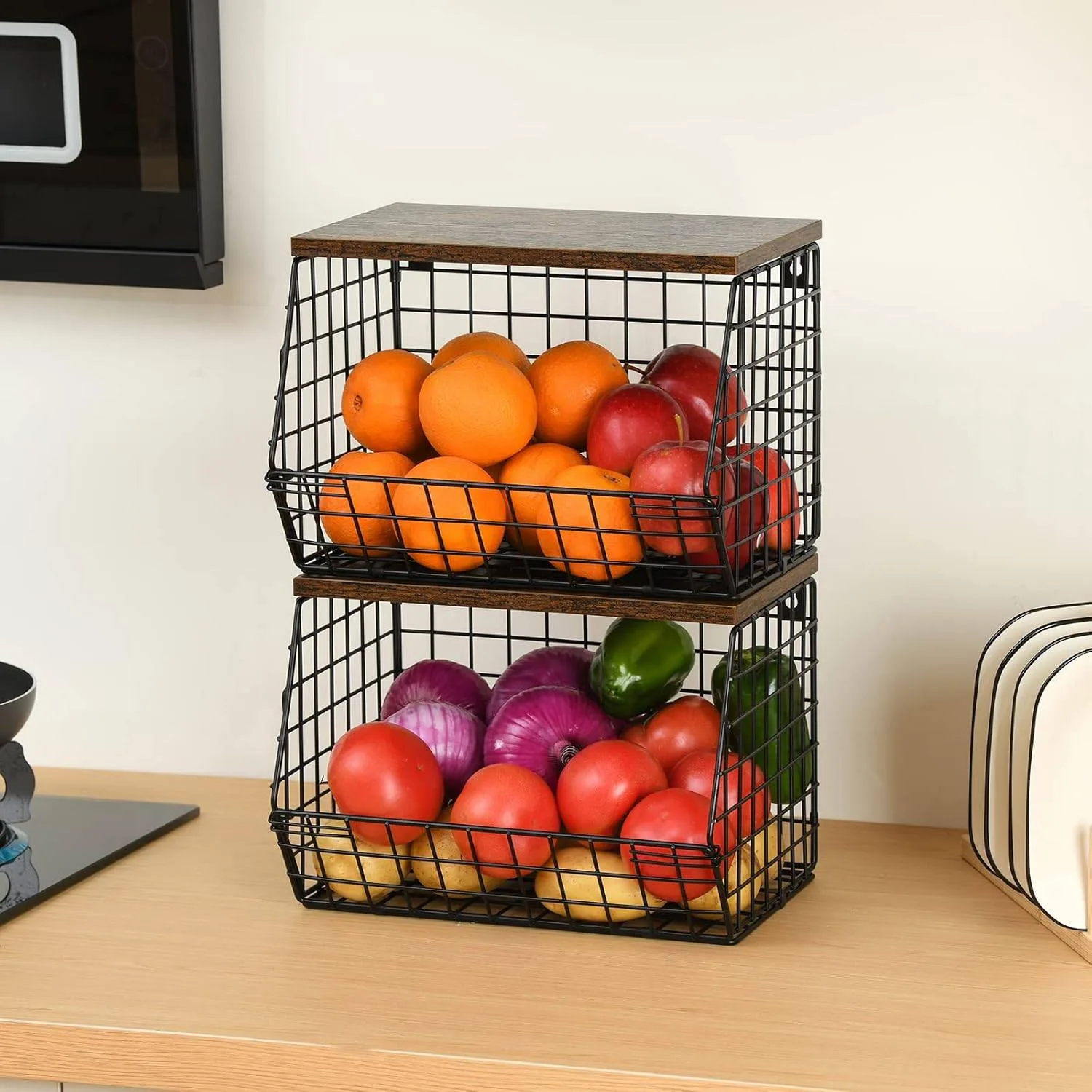 Wetheny 2-Piece Metal Fruit & Vegetable Storage Baskets – Matte image indicator(6)