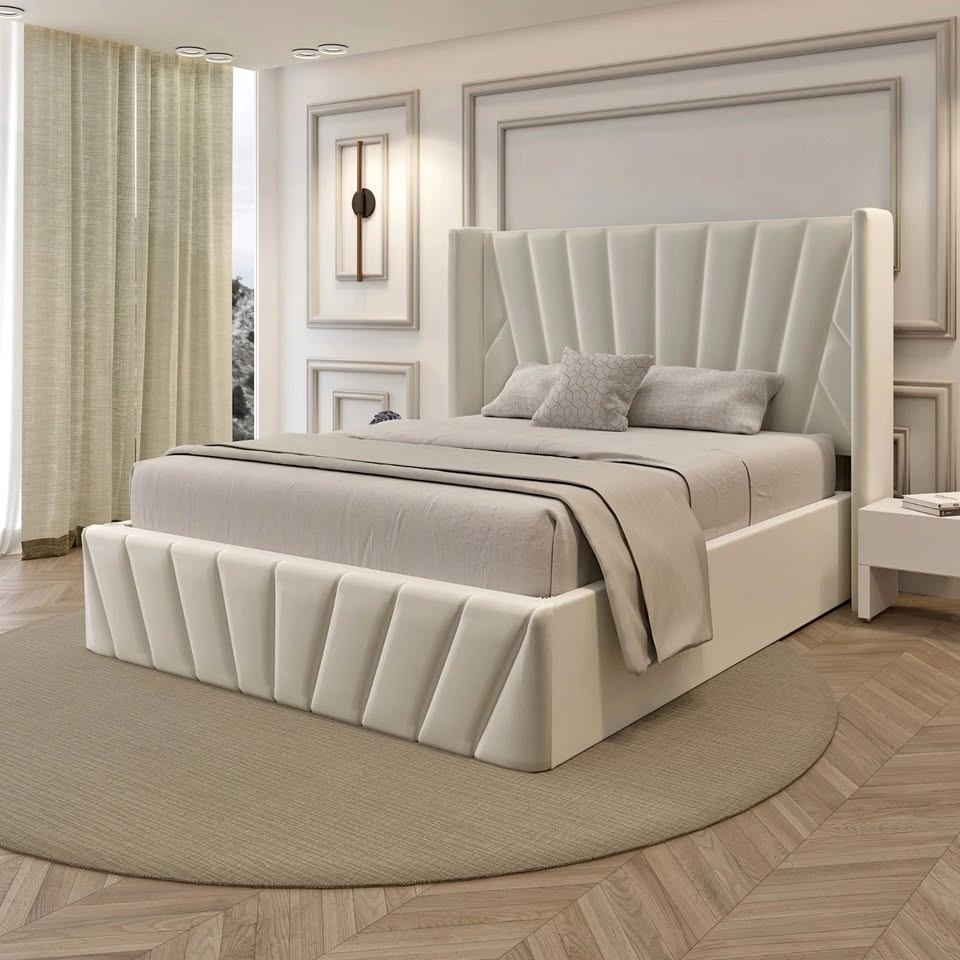 King,Queen Velvet Bed Frame:Elegant Design with Gas Lift Storage