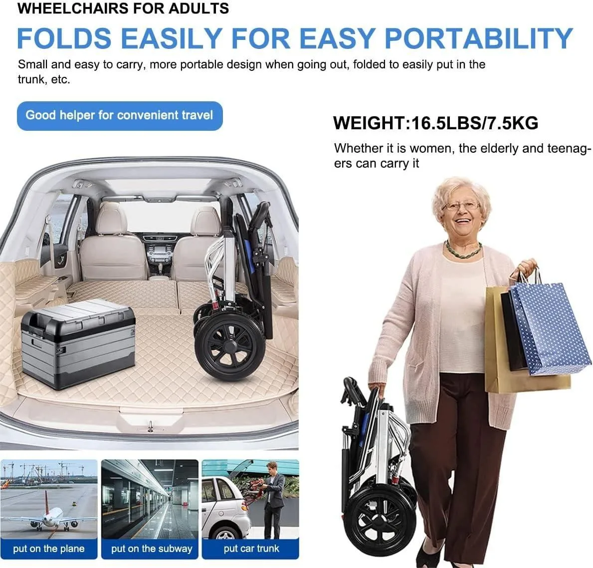 BRAND NEW GJDZS Ultralight Foldable Travel Wheelchair for Adults image indicator(4)