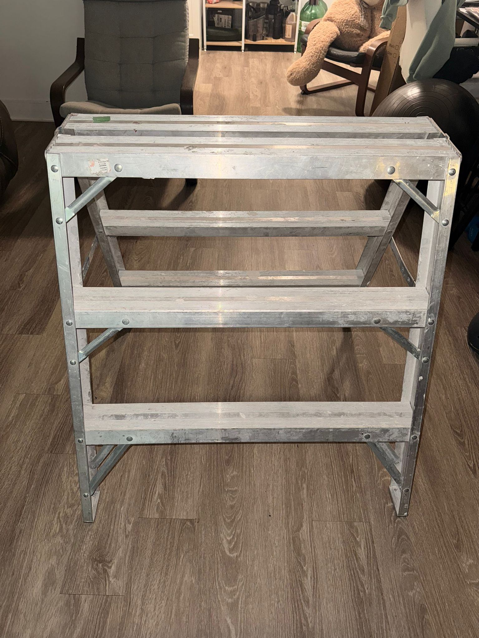 3 step bench, Step ladder. Aluminum - photo 2
