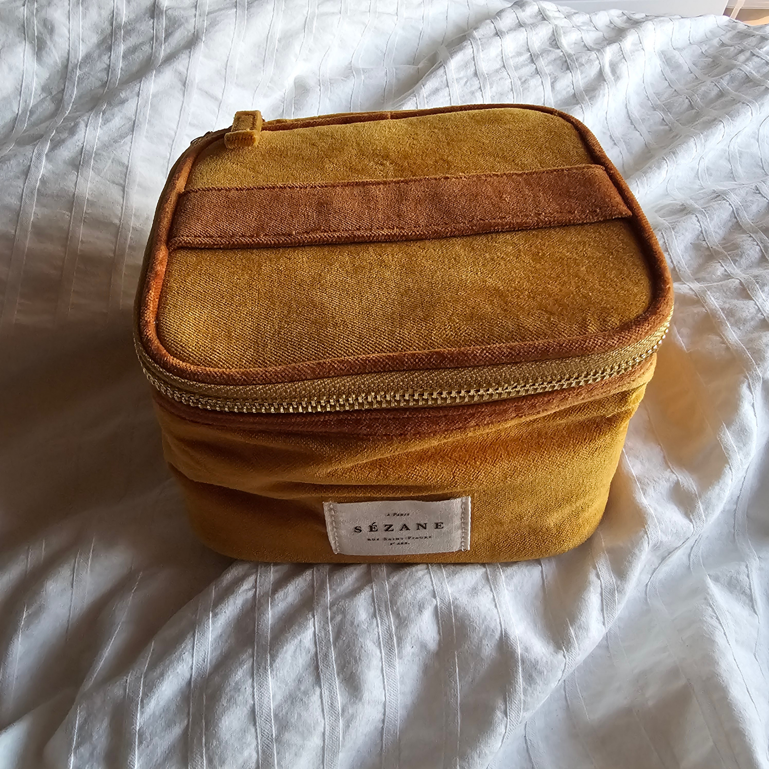 New Sezane Velvet Vanity Pouch - Gold