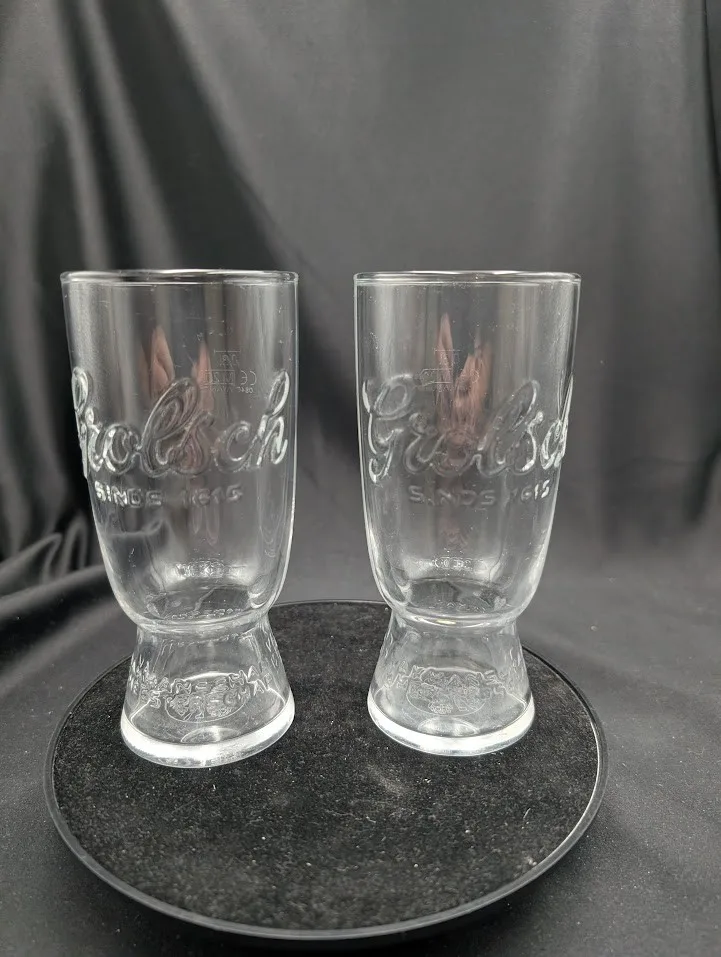 Grolsch Embossed Beer Glasses Pair of Two