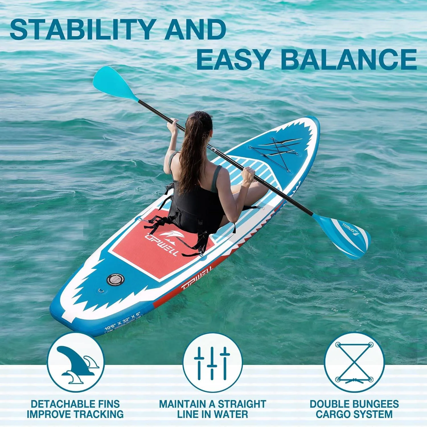 UPWELL Inflatable Stand Up Paddle Board SUP/Kayak image indicator(5)