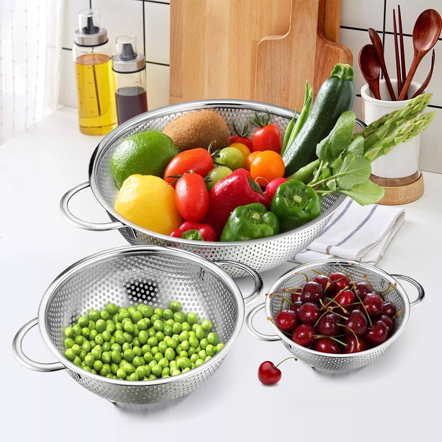 Stainless Steel Colander Set (3pcs) - photo 2