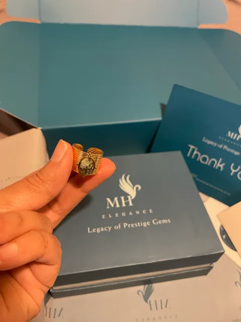 14K Gold Plated Jade Cuff Ring (Adjustable)