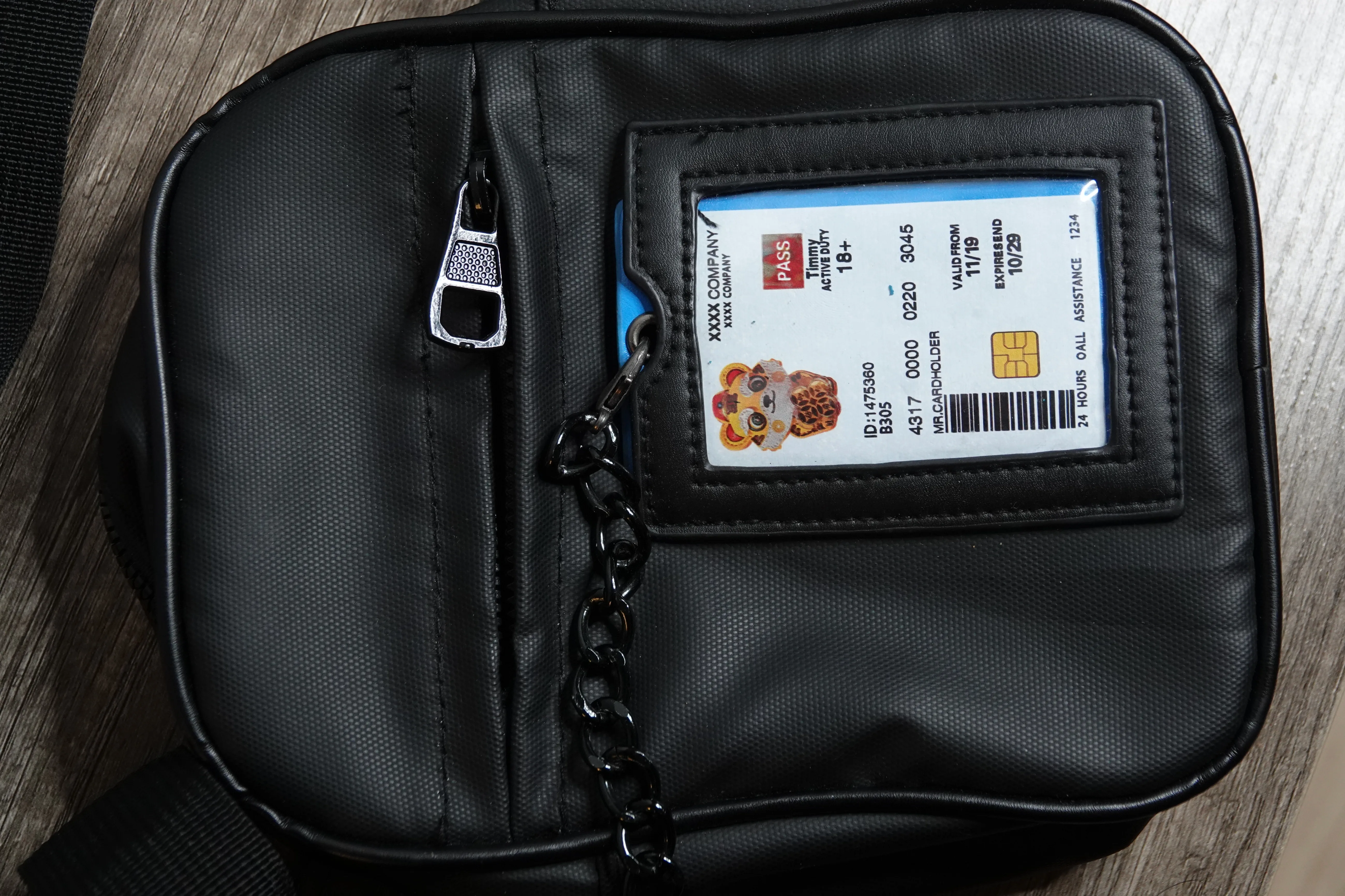 Black Crossbody Bag with Pass Holder