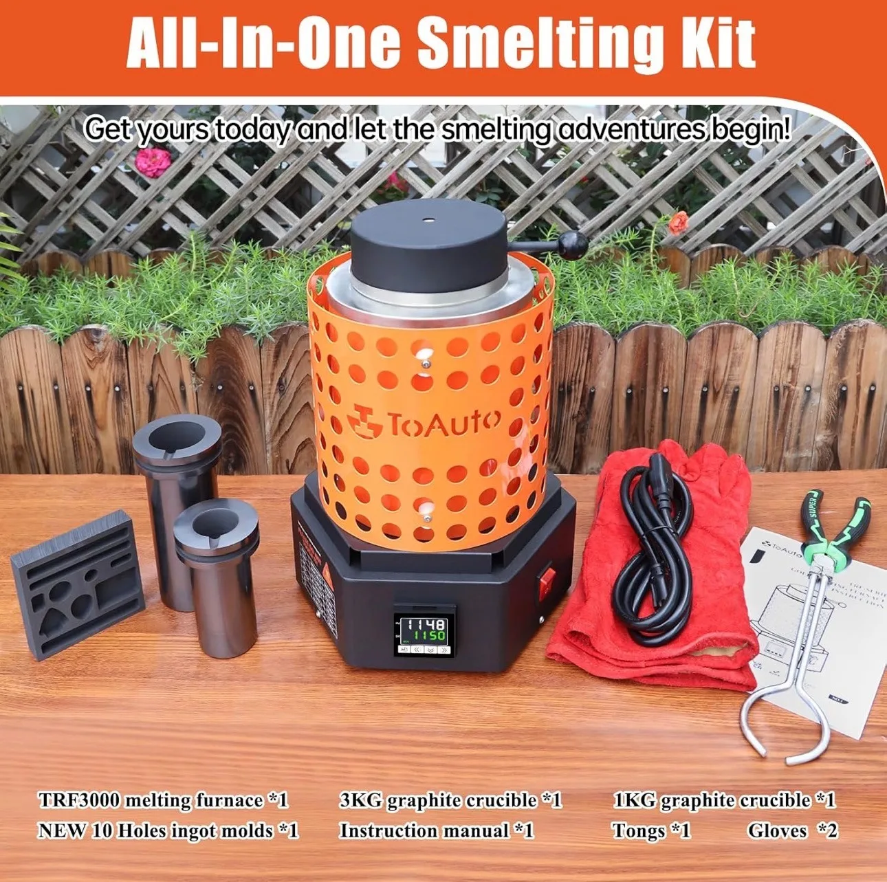 Digital TRF3000 Resistance furnace 1+3KG Gold Melting1800W2102°F thumbnail