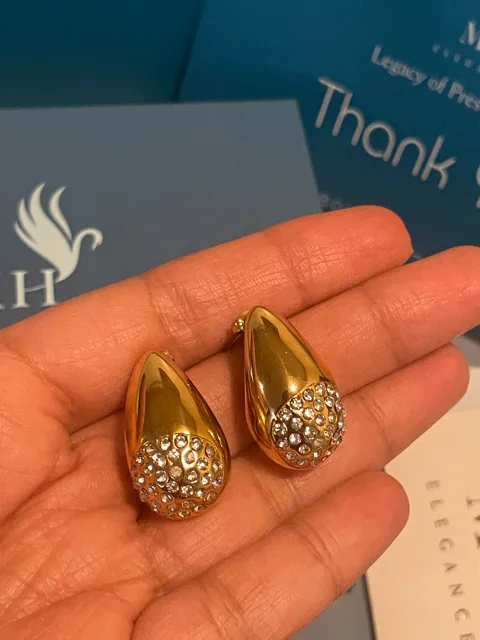 14k Gold Plated Teardrop Earrings: Zircon Accent, Hypoallergenic