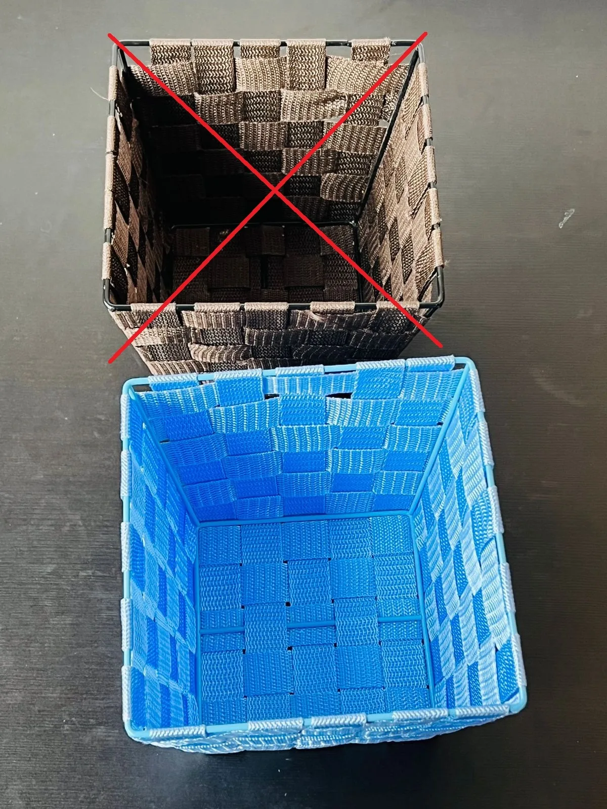 Blue whitmor woven strap small storage tote image indicator(3)