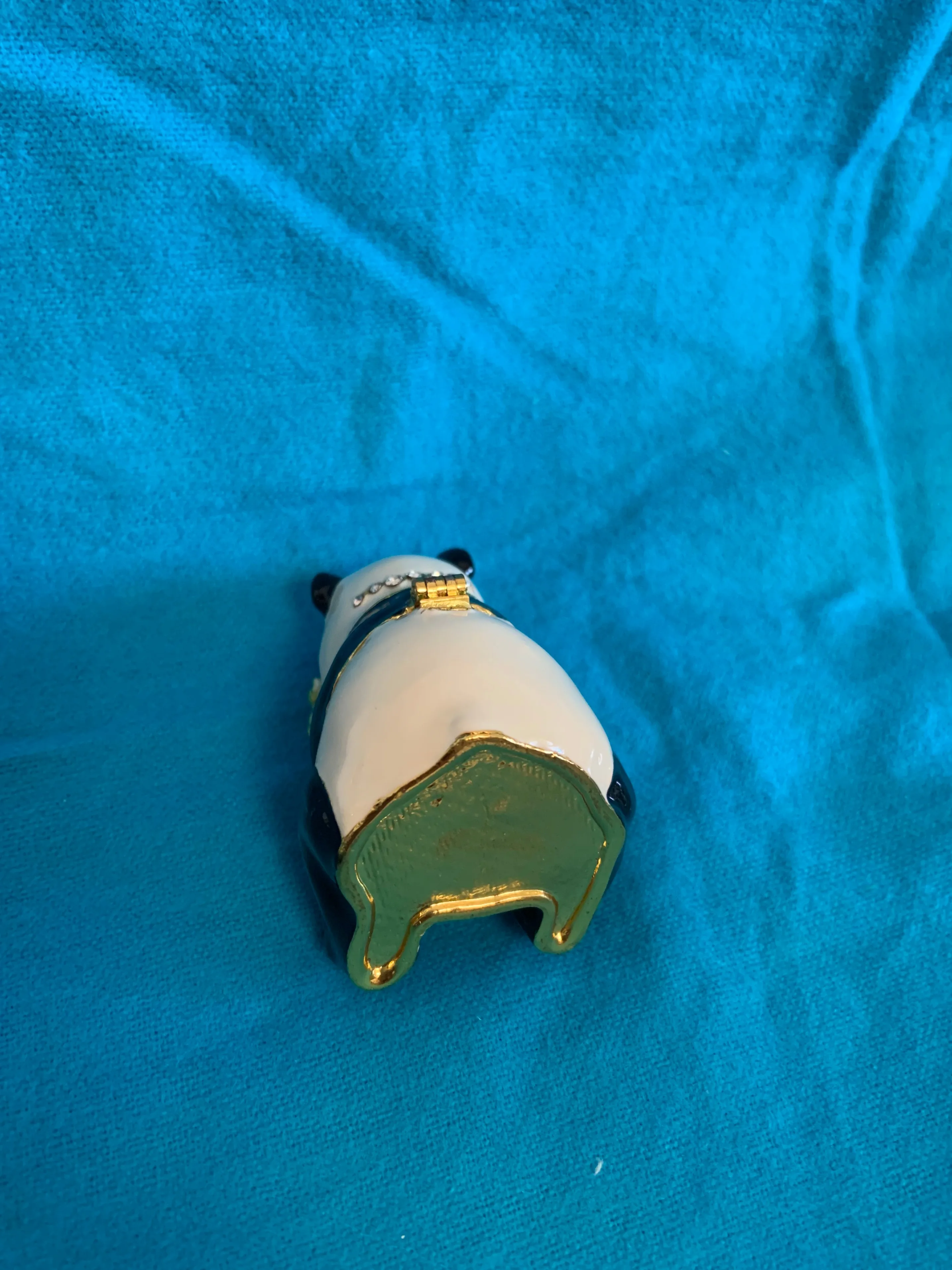 Jeweled Enamel Handpainted Panda Trinket Box image indicator(4)