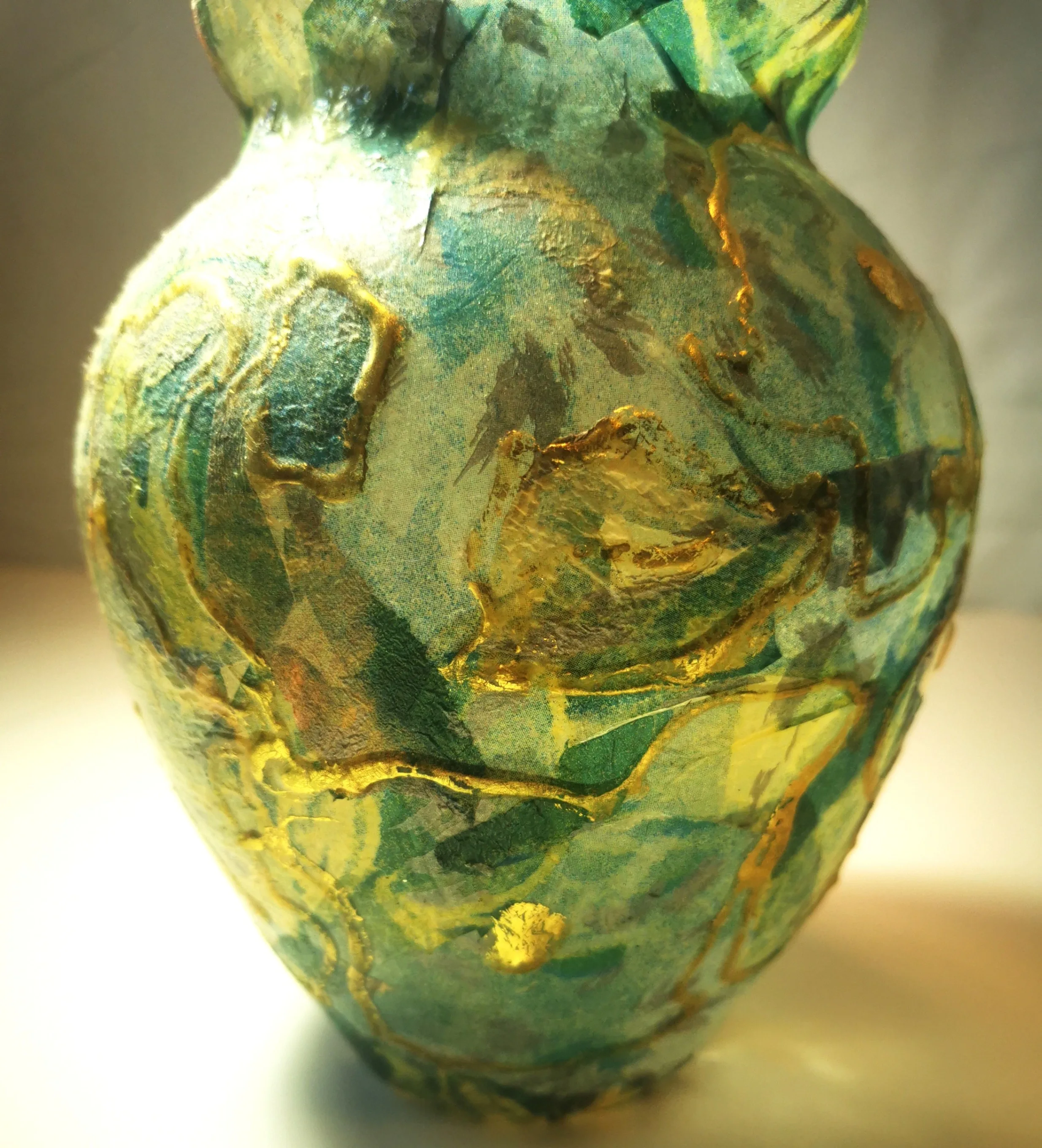 Handmade Decorative Vase with Floral Design 7.5" Tall Vintage image indicator(7)