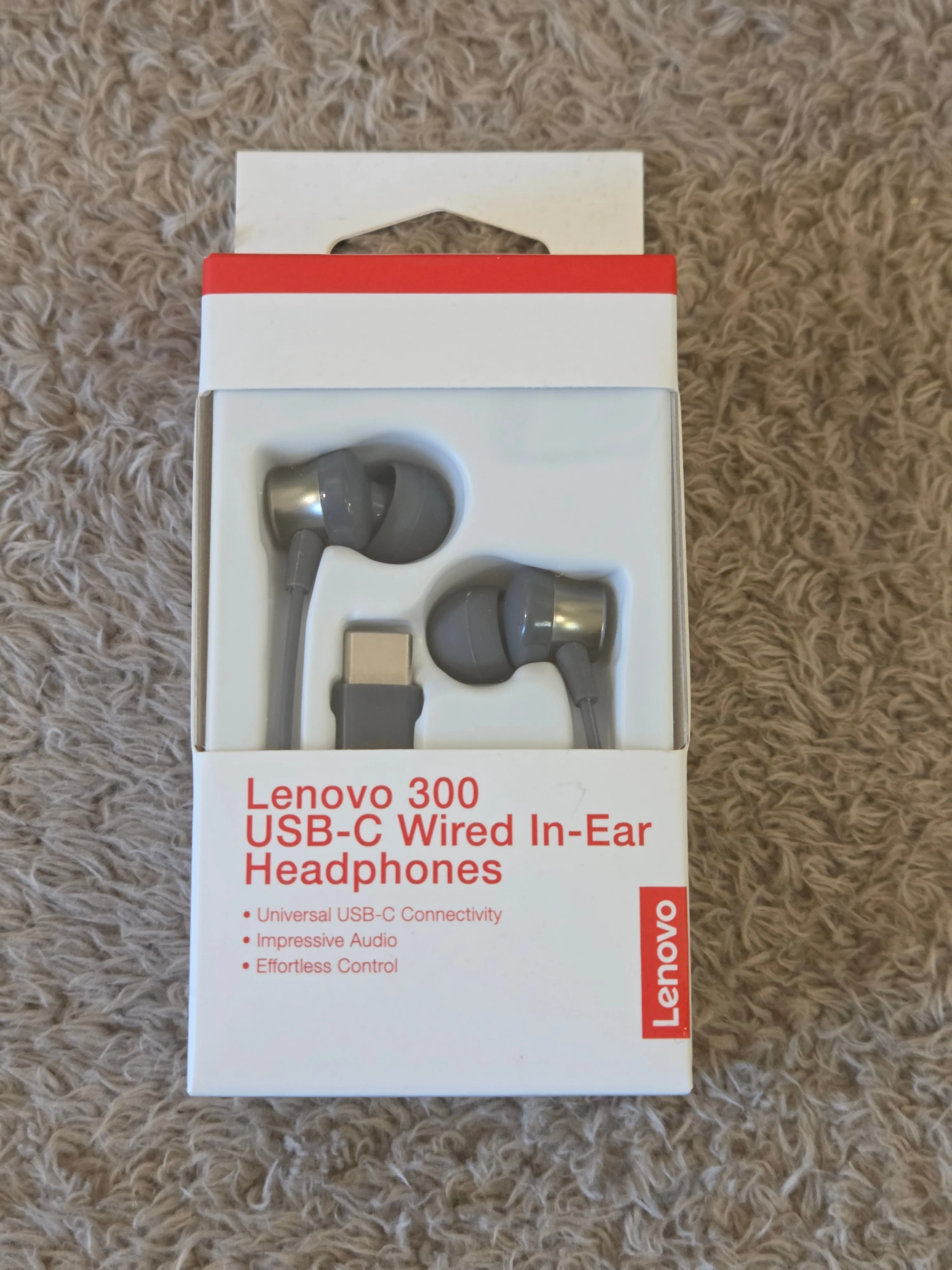 Lenovo 300 USB-C In-Ear Headphones – New, Grey