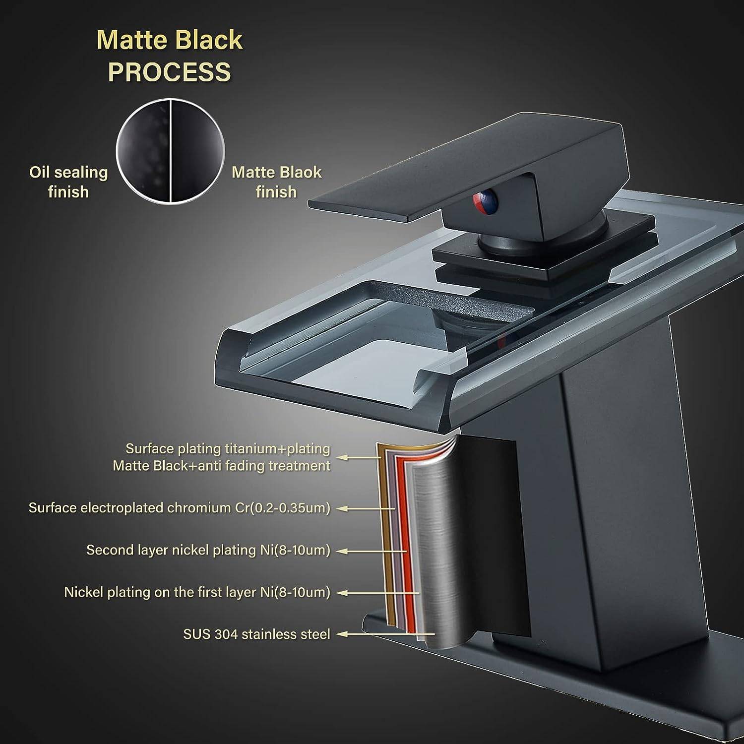 FCOTEEU Waterfall Bathroom Faucet - Matte Black - photo 2
