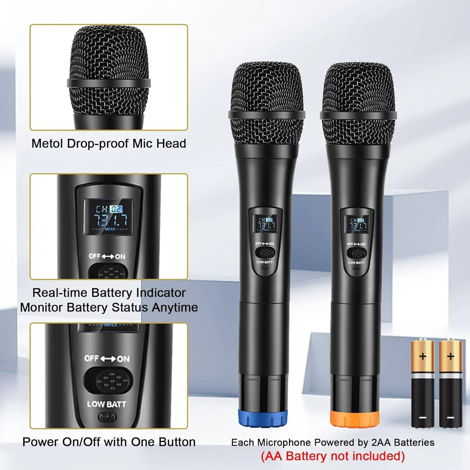 ALPOWL WXM Wireless Microphone, Dual Professional UHF 2pc Set image indicator(2)