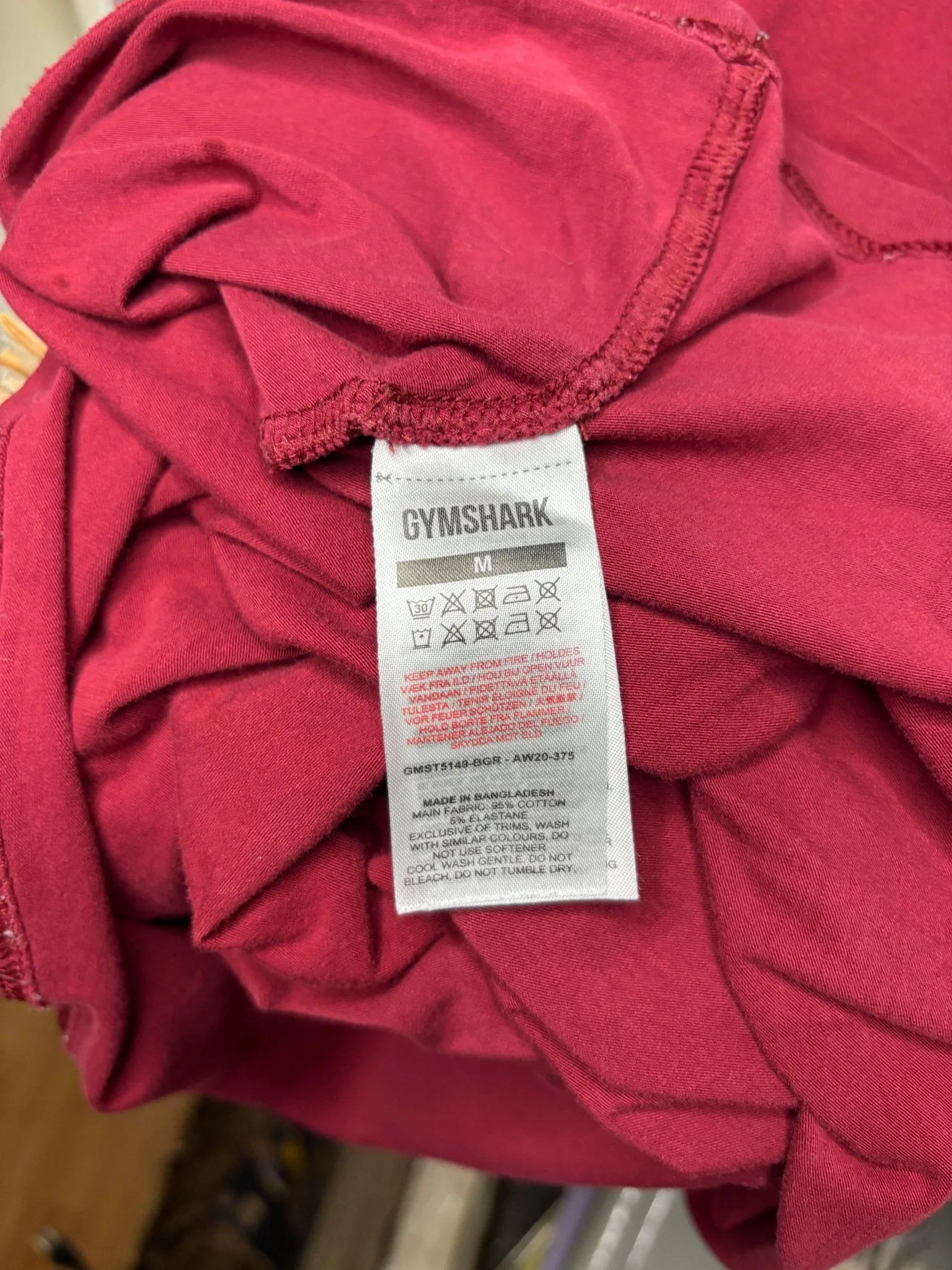 Gymshark Legacy Maroon Tee Shirt Adult Medium image indicator(5)