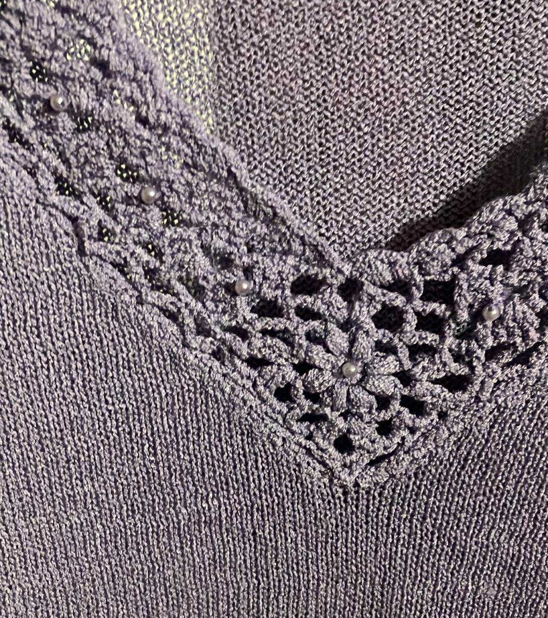 Women Purple Top with Beads on Neck - Size 1X - photo 2