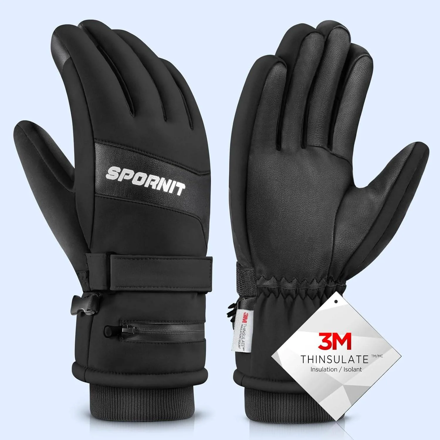 SPORNIT Waterproof Ski Gloves - Size M