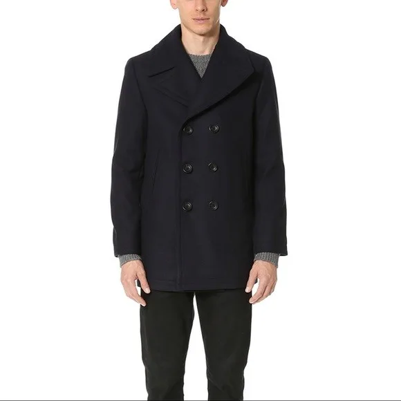 Club Monaco Men’s Wool Peacoat – Navy – Double-Breasted image indicator(2)