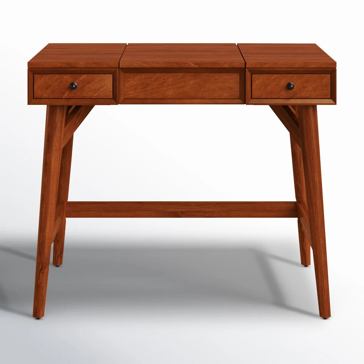 Mid-Century Modern Desk Vanity with Flip-Top Mirror