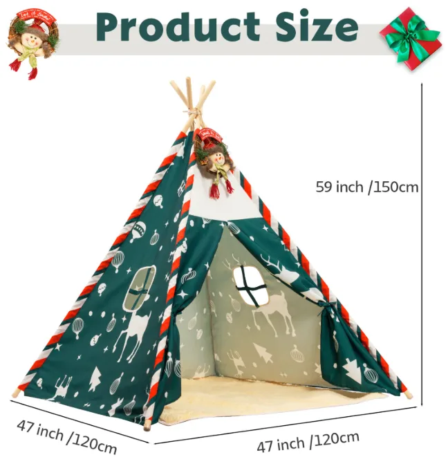 Holiday Christmas Kids Teepee, 59×47 in, with Garland image indicator(4)
