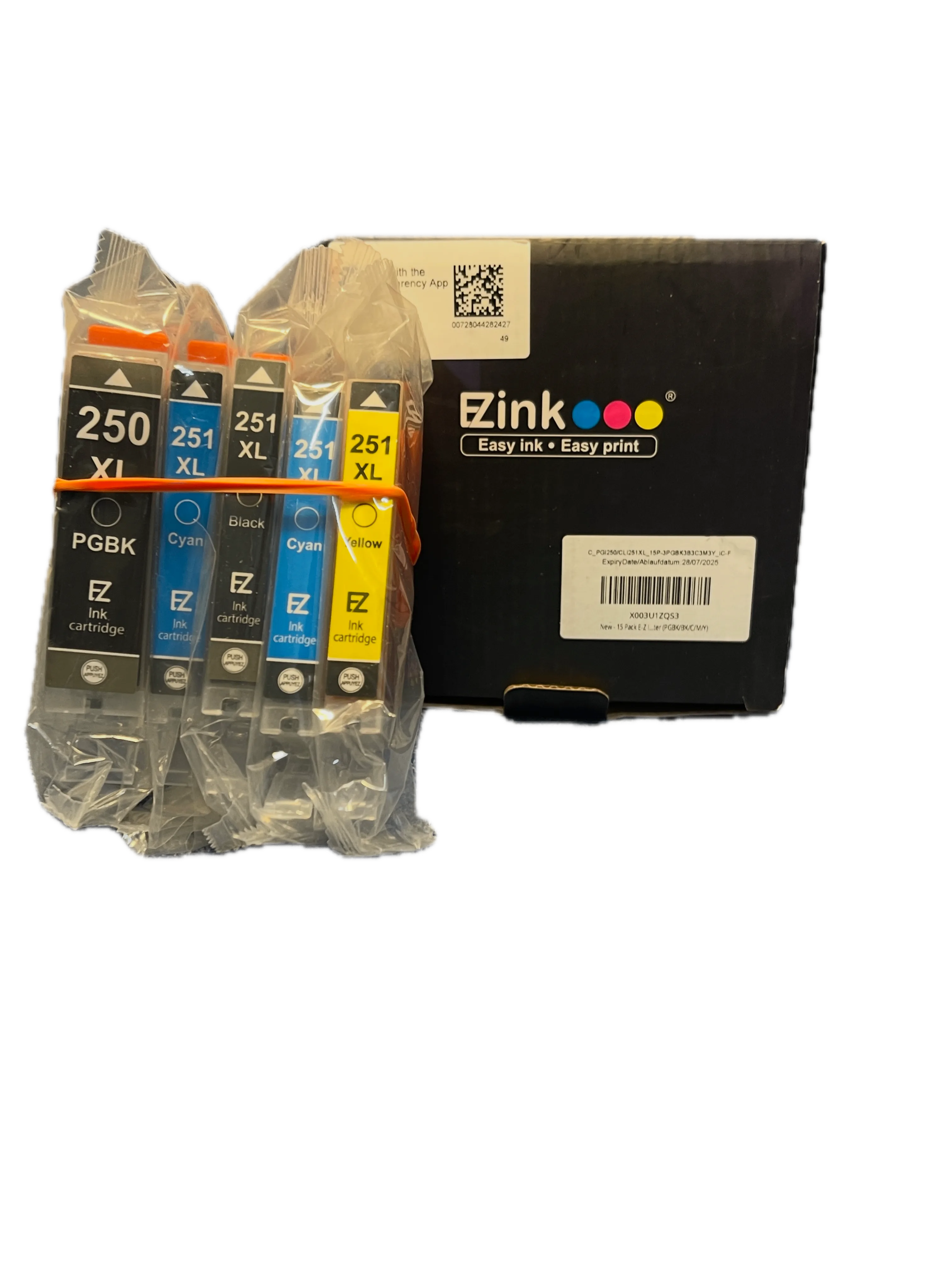 5pack - EZLink  Canon 250XL and 251 XL Pixma Printer Ink