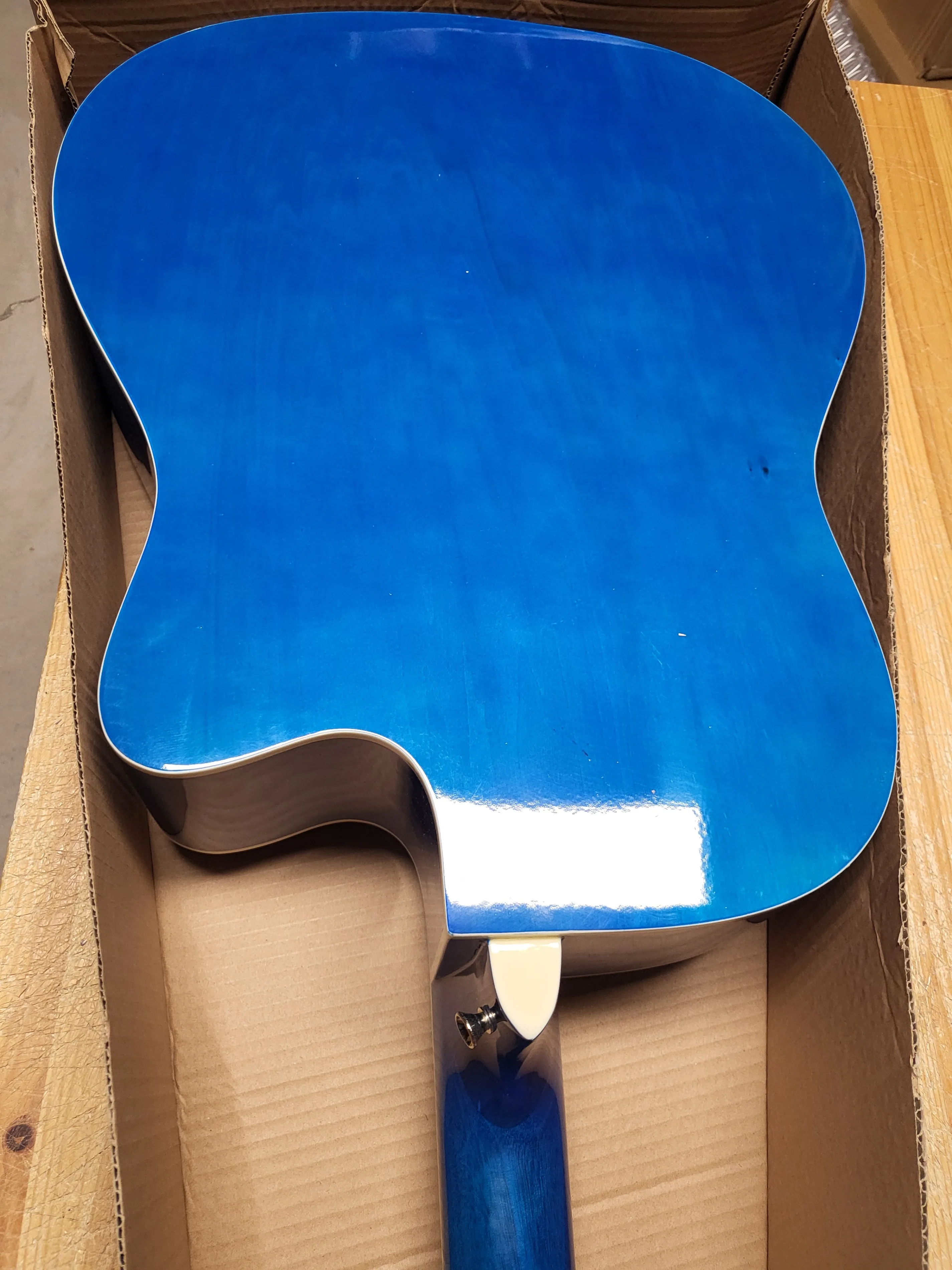Left handed acoustic guitar cracked body 41 inch full size blue image indicator(8)