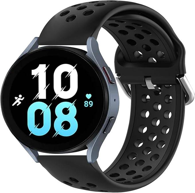 Black Silicone Universal Watch Band, 20mm