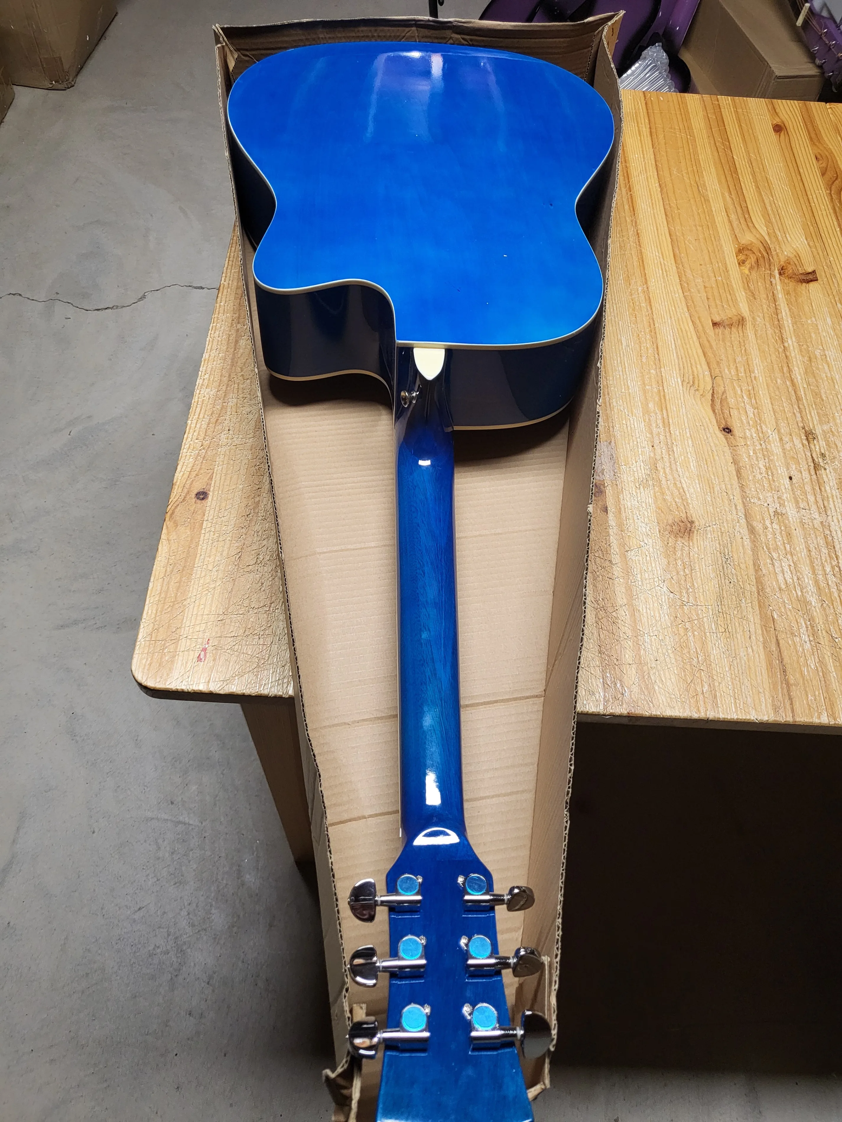 Left handed acoustic guitar cracked body 41 inch full size blue image indicator(7)