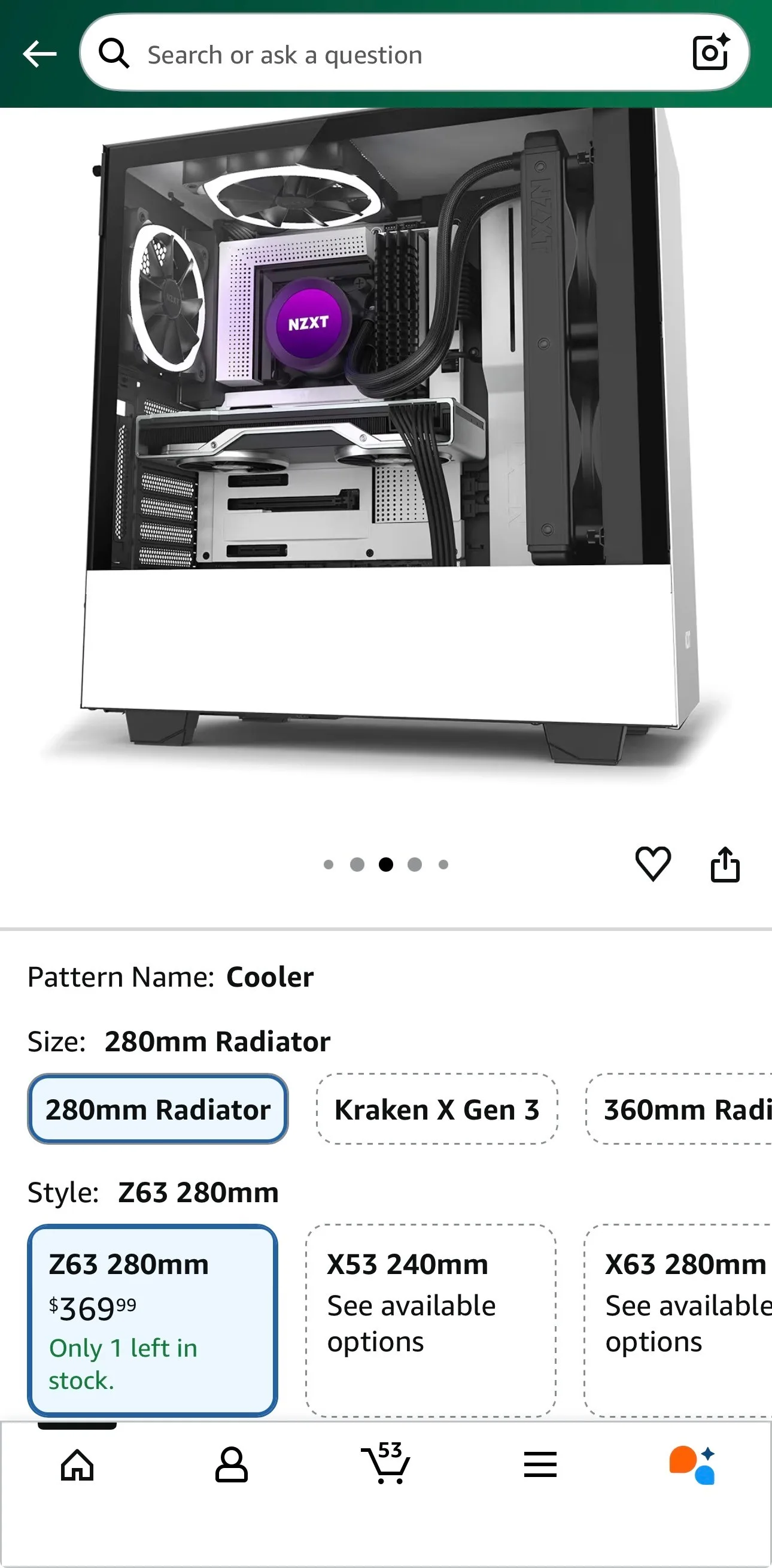 NZXT Kraken Z63 280mm AIO RGB CPU Lqd Cooler Customizable Disply thumbnail
