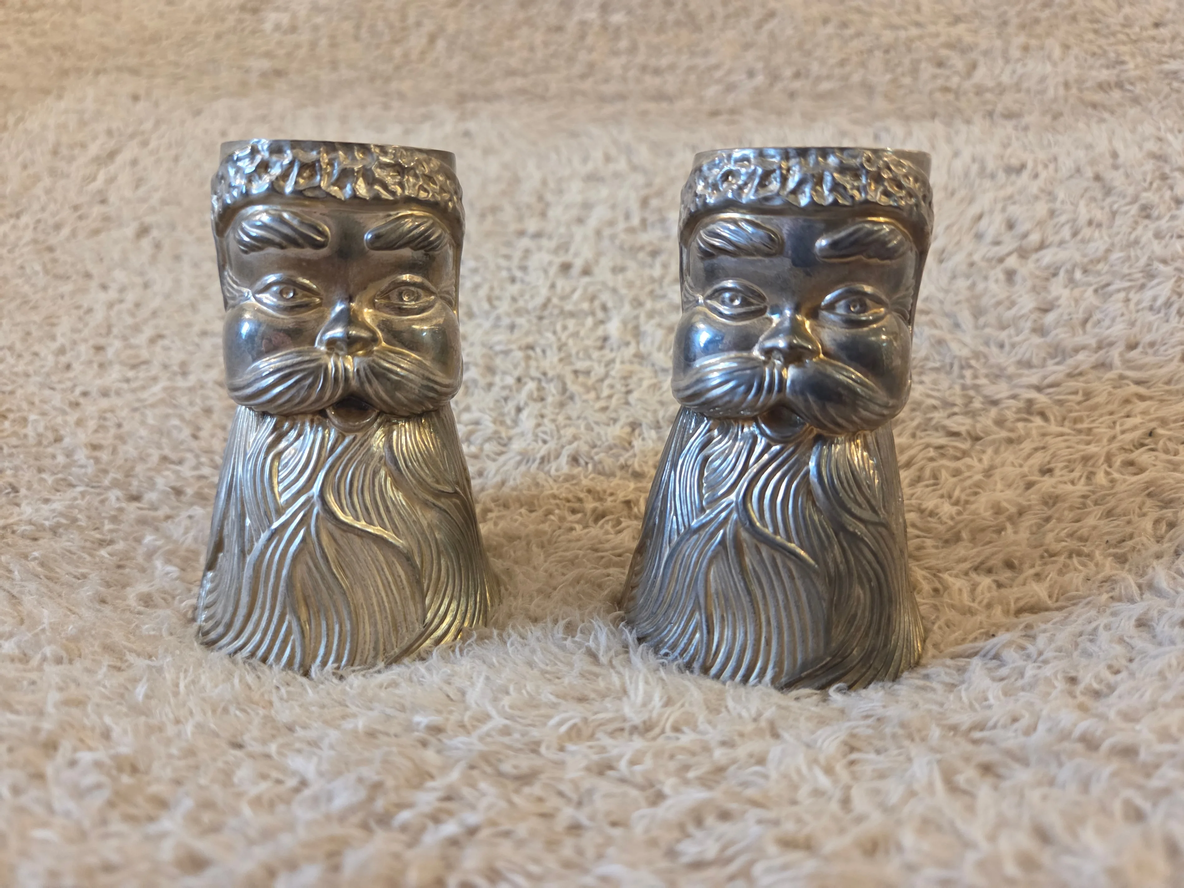 Vintage Pewter Santa Taper Candle Holders – Pair