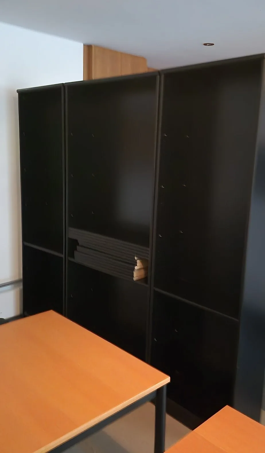 Three piece shelving unit, black image indicator(2)