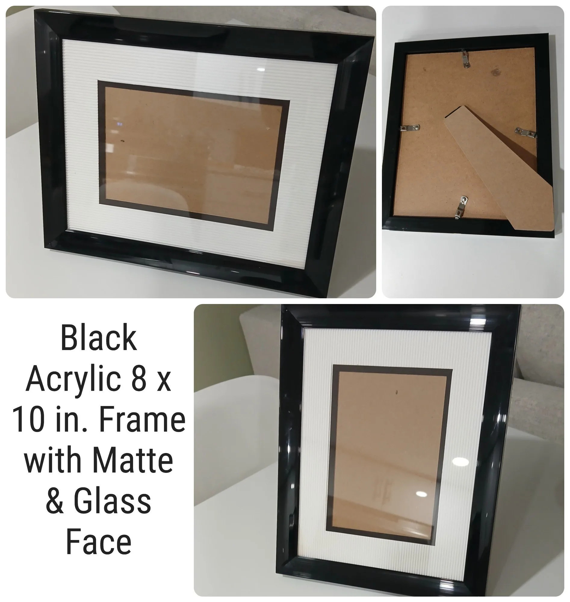 Black Acrylic Frame, Matte with Glass