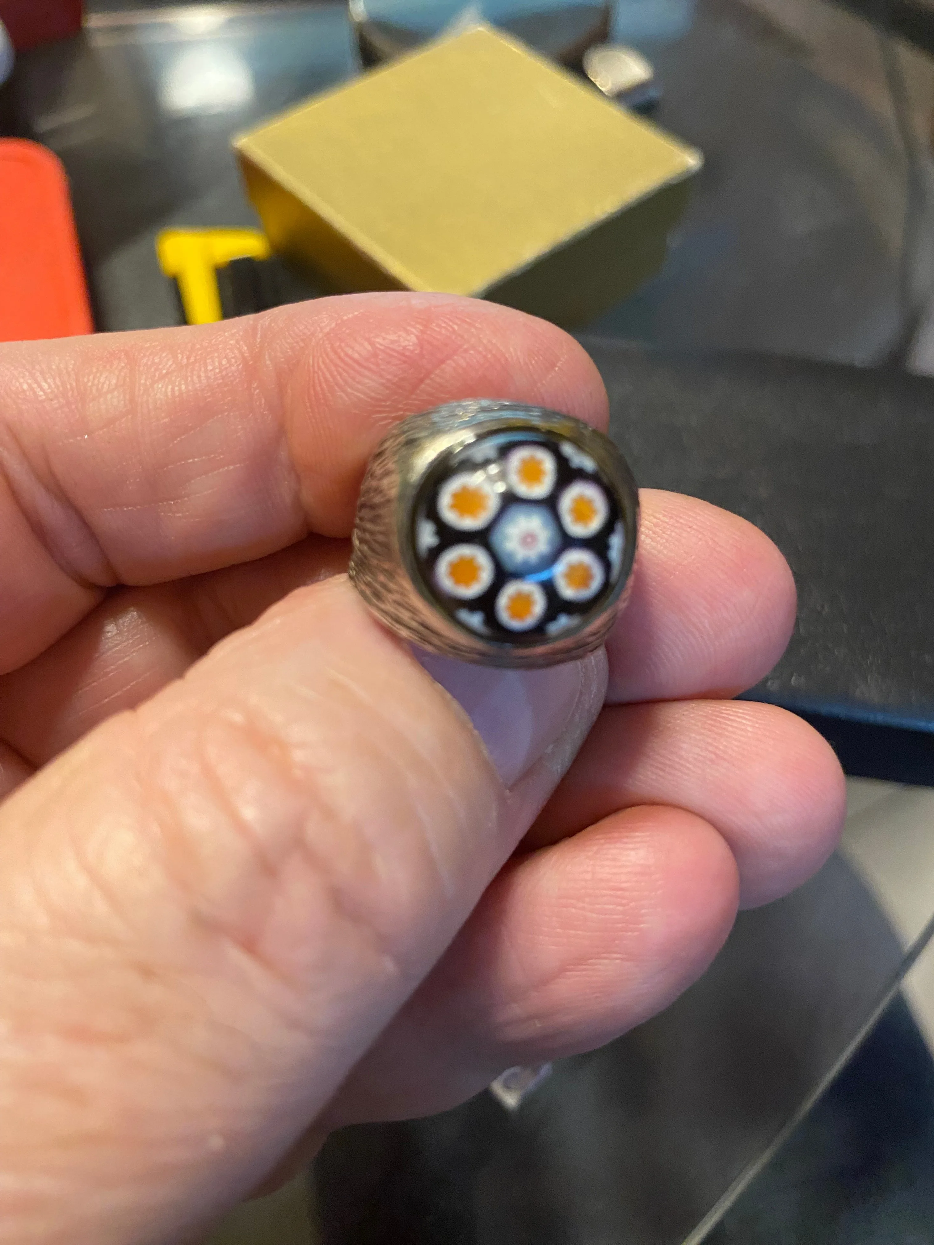 Vintage Millefiori Glass Ring image indicator(2)