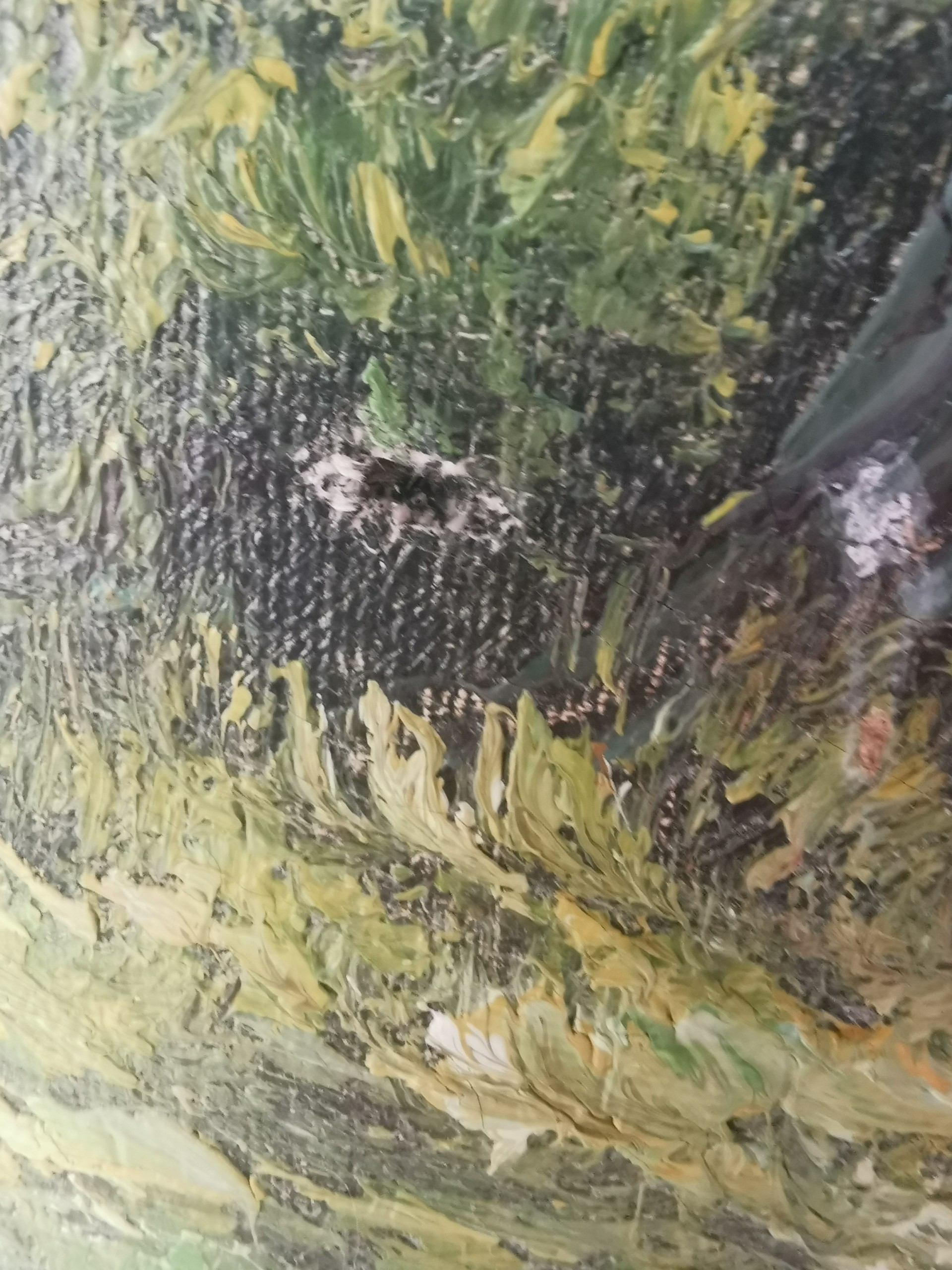 XXL 70s Impasto Oil Painting Mountain Landscape 47.5" Wood Frame - photo 4