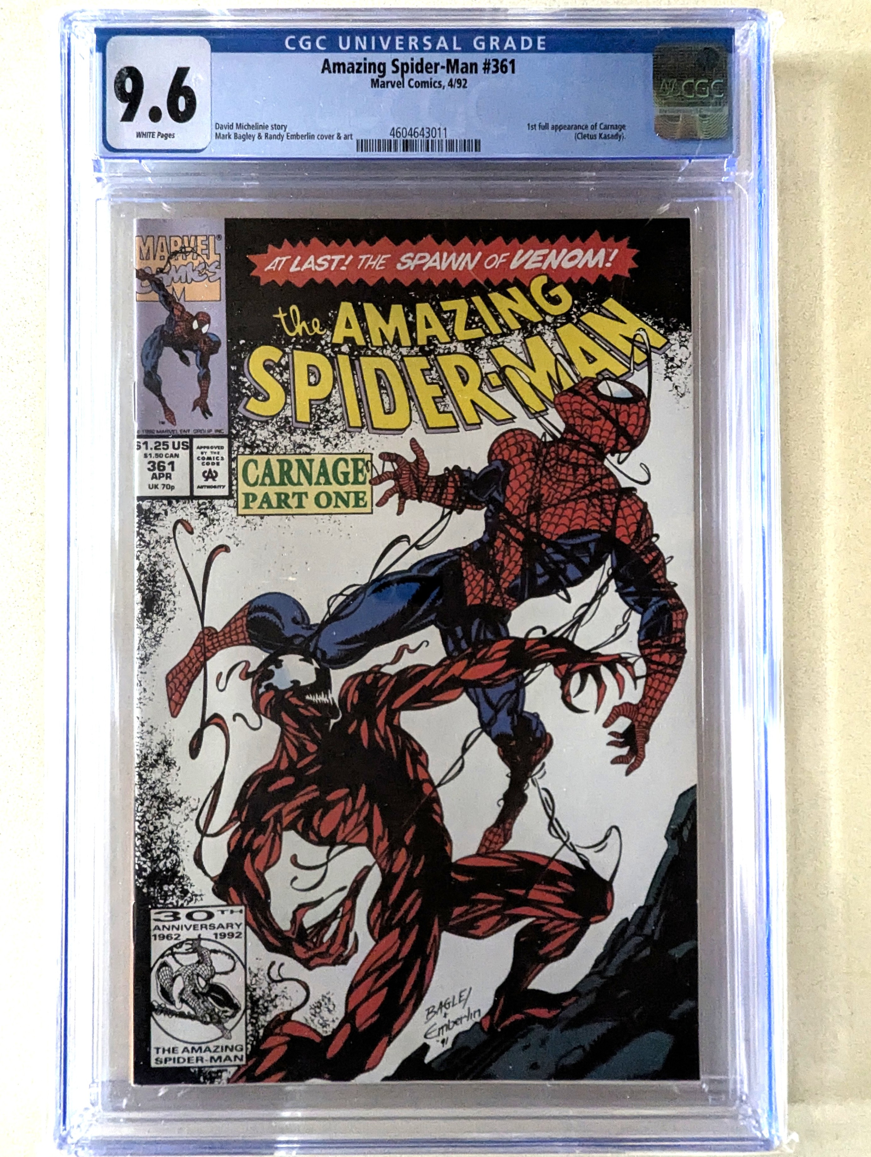 Amazing Spider-Man #361, CGC: 9.6, 1st Carnage! Direct Edition
