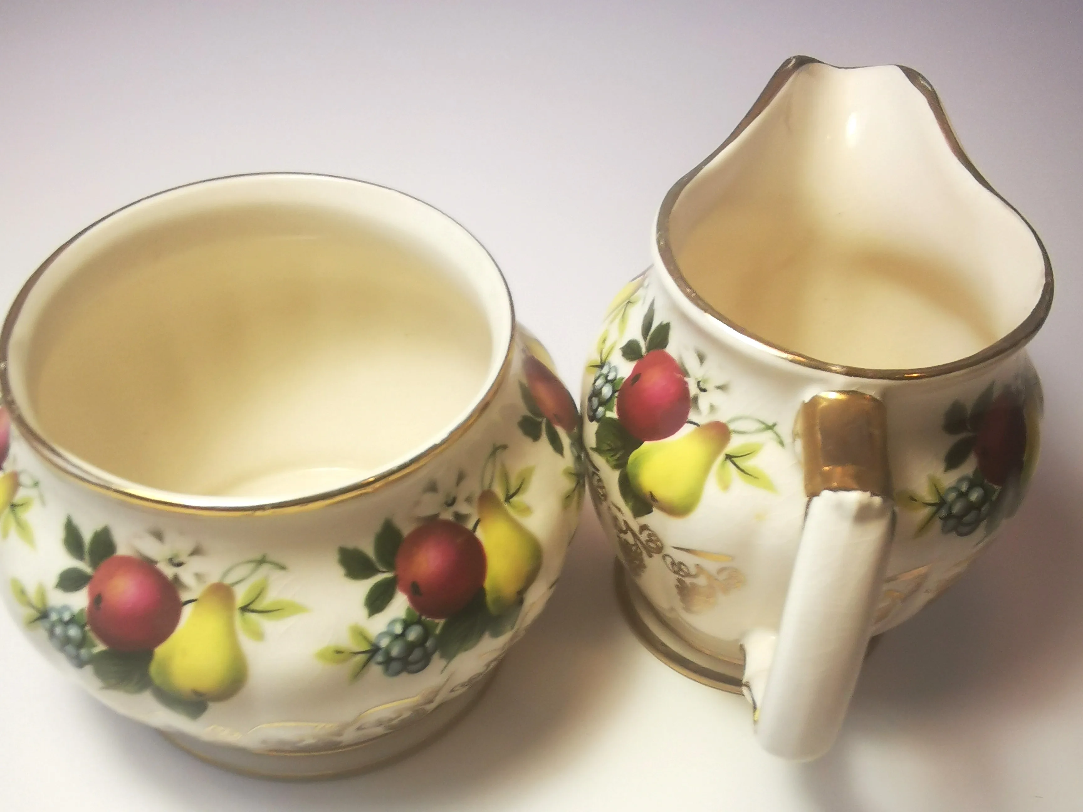 Creamer Sugar Bowl Set Fruit Sadler Engand Limited Edition 3426 image indicator(9)