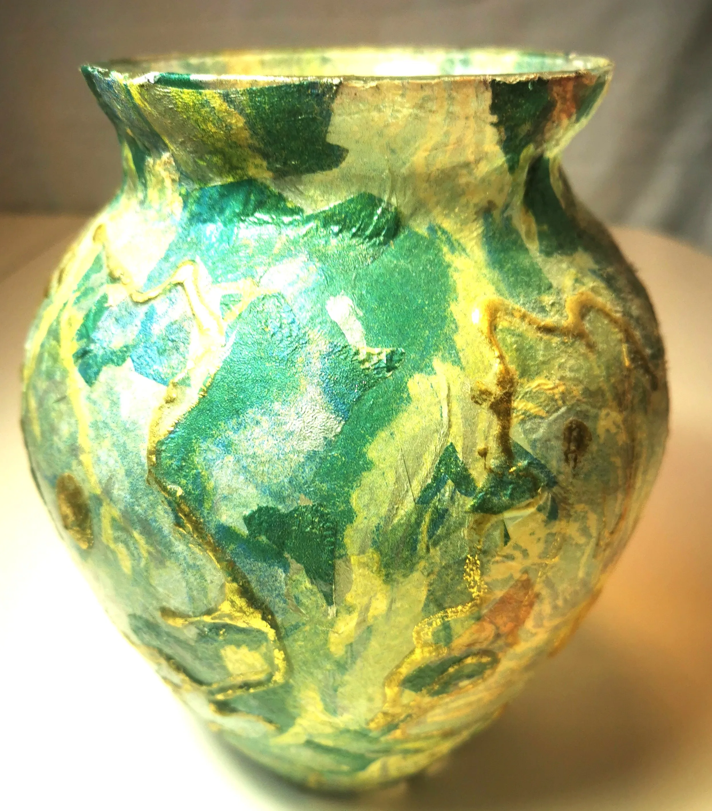 Handmade Decorative Vase with Floral Design 7.5" Tall Vintage image indicator(8)