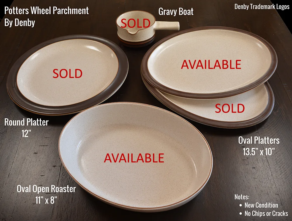 Denby - Potters Wheel Parchment - Platters & Oval Roaster