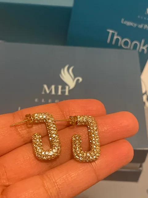 18k Gold Plated Pavé Hoop Earrings image indicator(5)