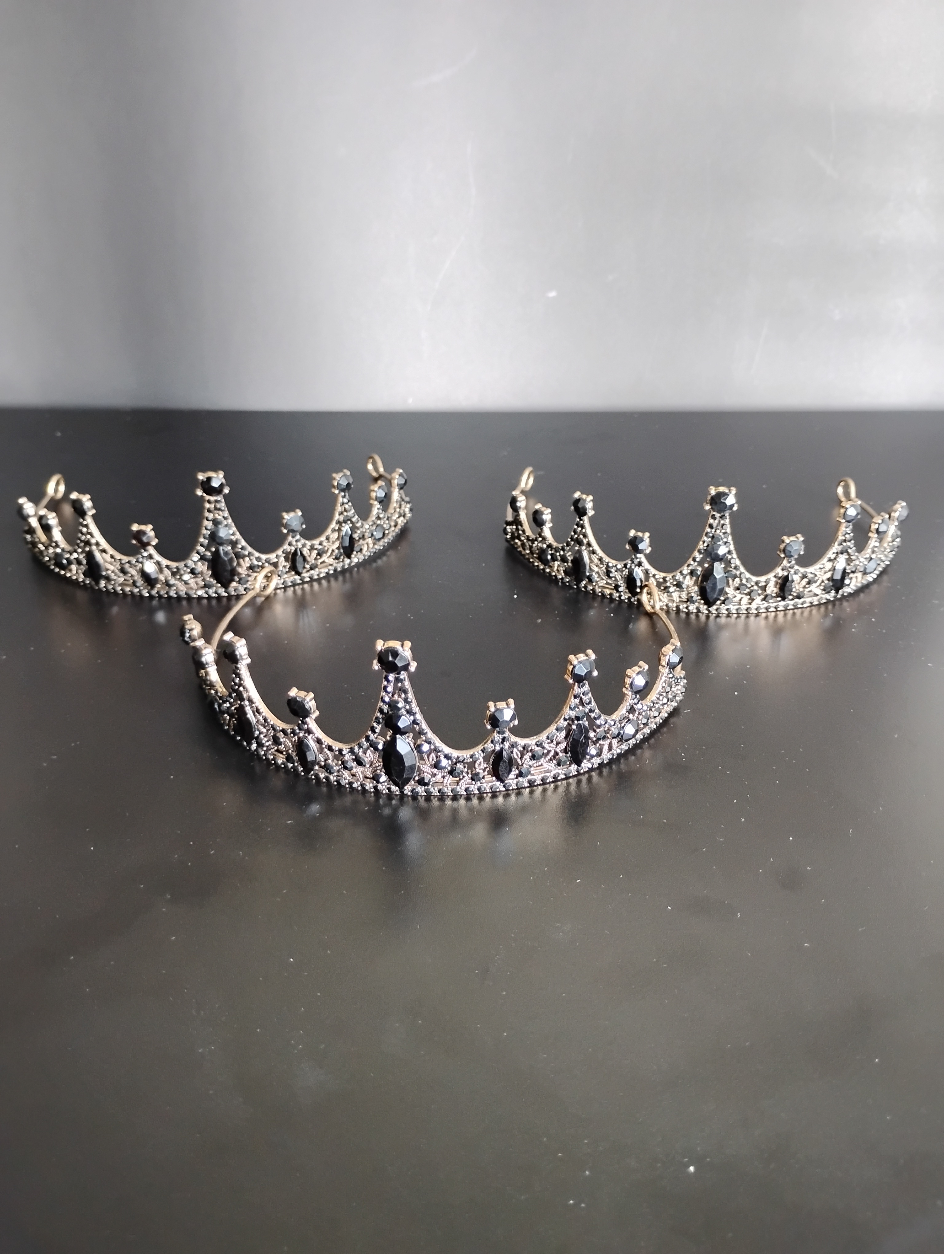 Black Crown | Baroque Crystal Tiara | Gothic Wedding Headpiece